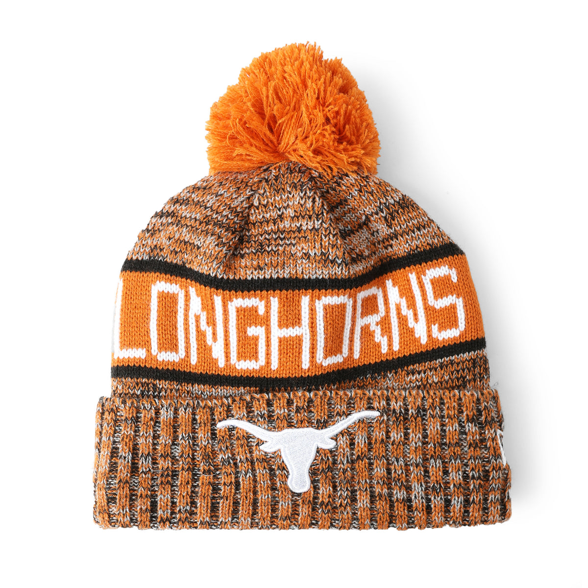 New Era Texas Longhorns Tri Color Cuff Pom Knit Beanie