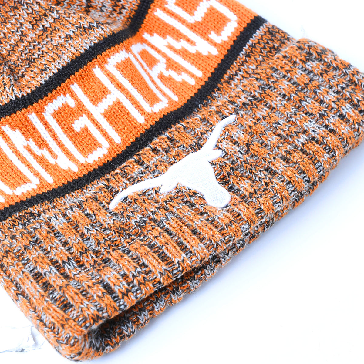 New Era Texas Longhorns Tri Color Cuff Pom Knit Beanie