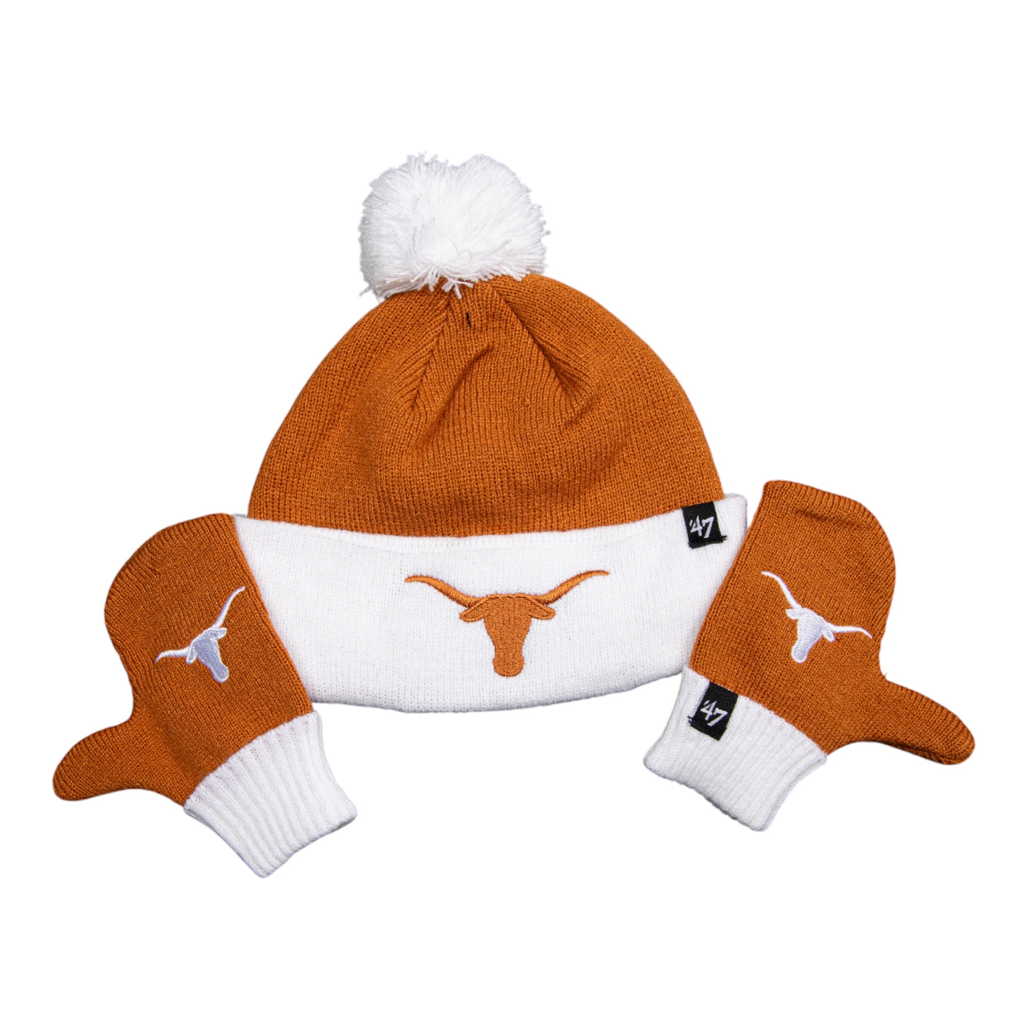 Youth Texas Longhorns '47 Hangtime Cuff Pom Knit