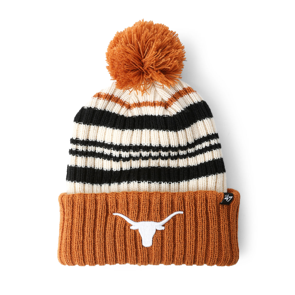 Youth Texas Longhorns '47 Script Snow Fort Cuff Pom Knit