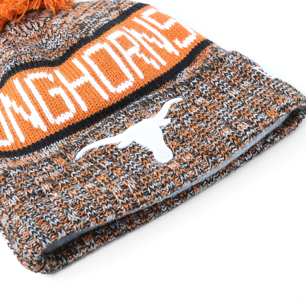 Youth New Era Texas Longhorns Tri Color Cuff Pom Knit Beanie