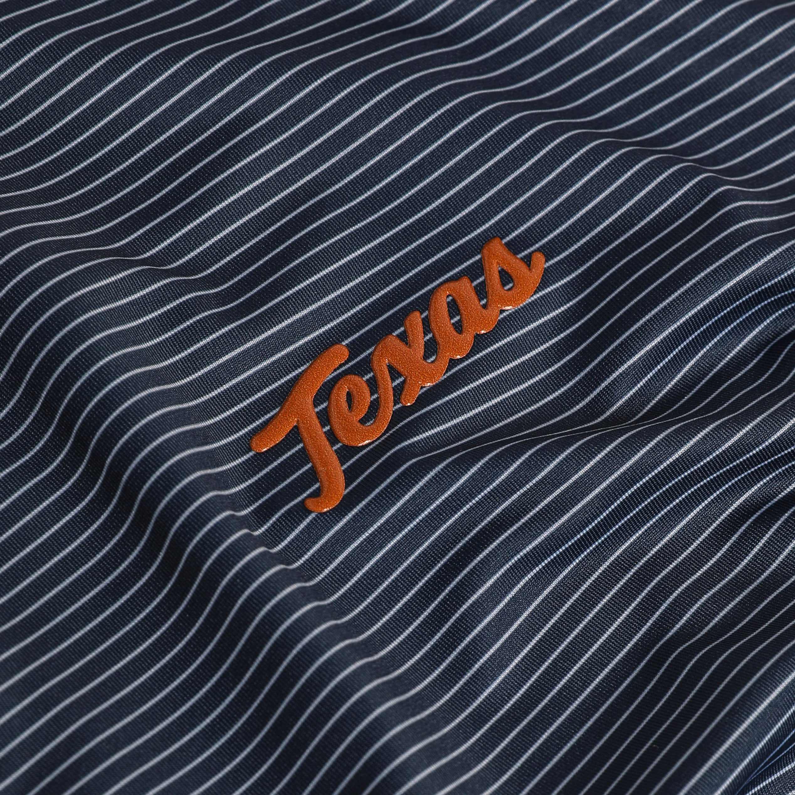 Forty Acres Texas Script Stripe Owners Members Polo