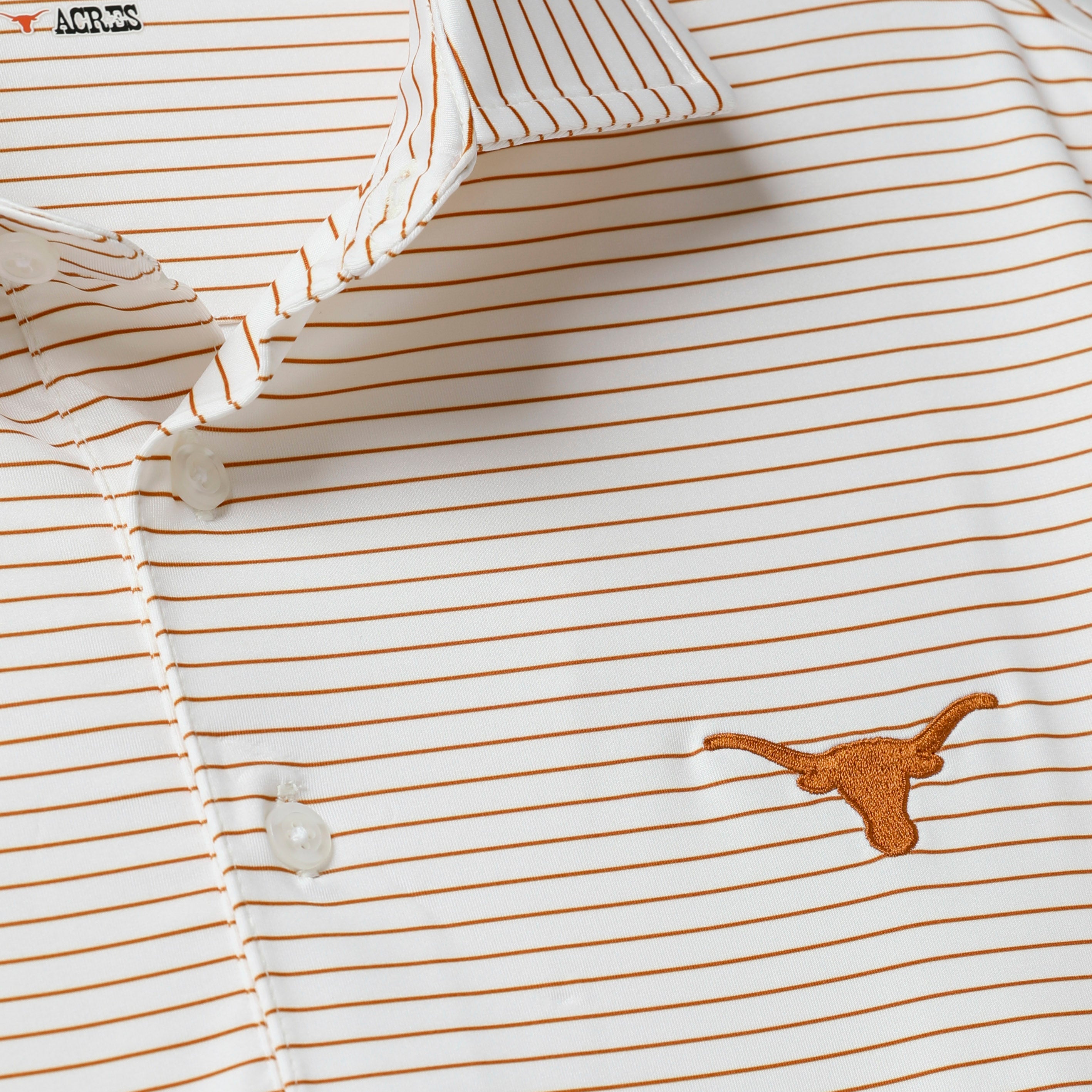 Forty Acres Texas Longhorns White Members Stripe Polo