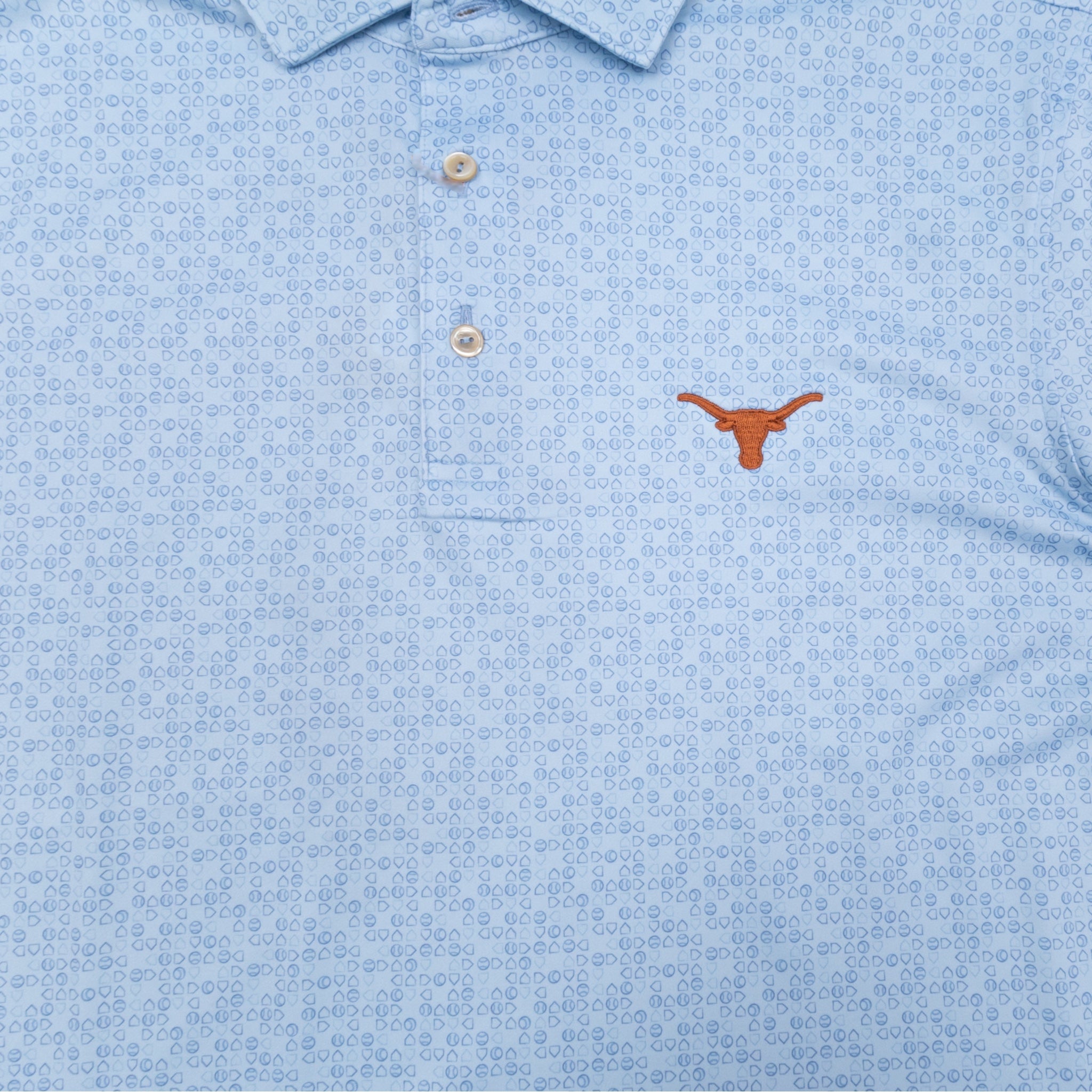 Peter Millar Texas Longhorns Bases Loaded Blueprint Polo Light Blue