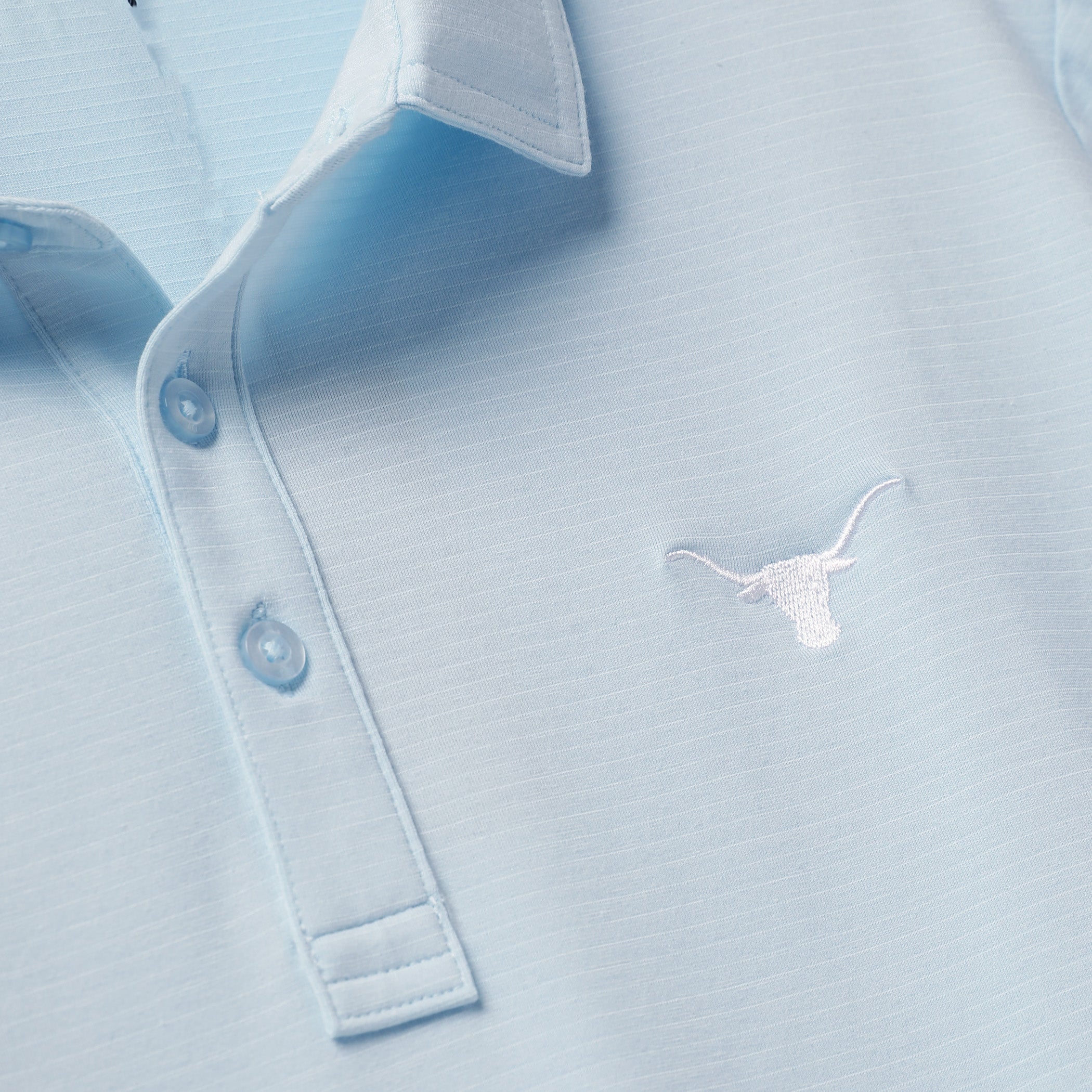 TravisMathew Texas Longhorns Featherweight Blue Stripe Polo