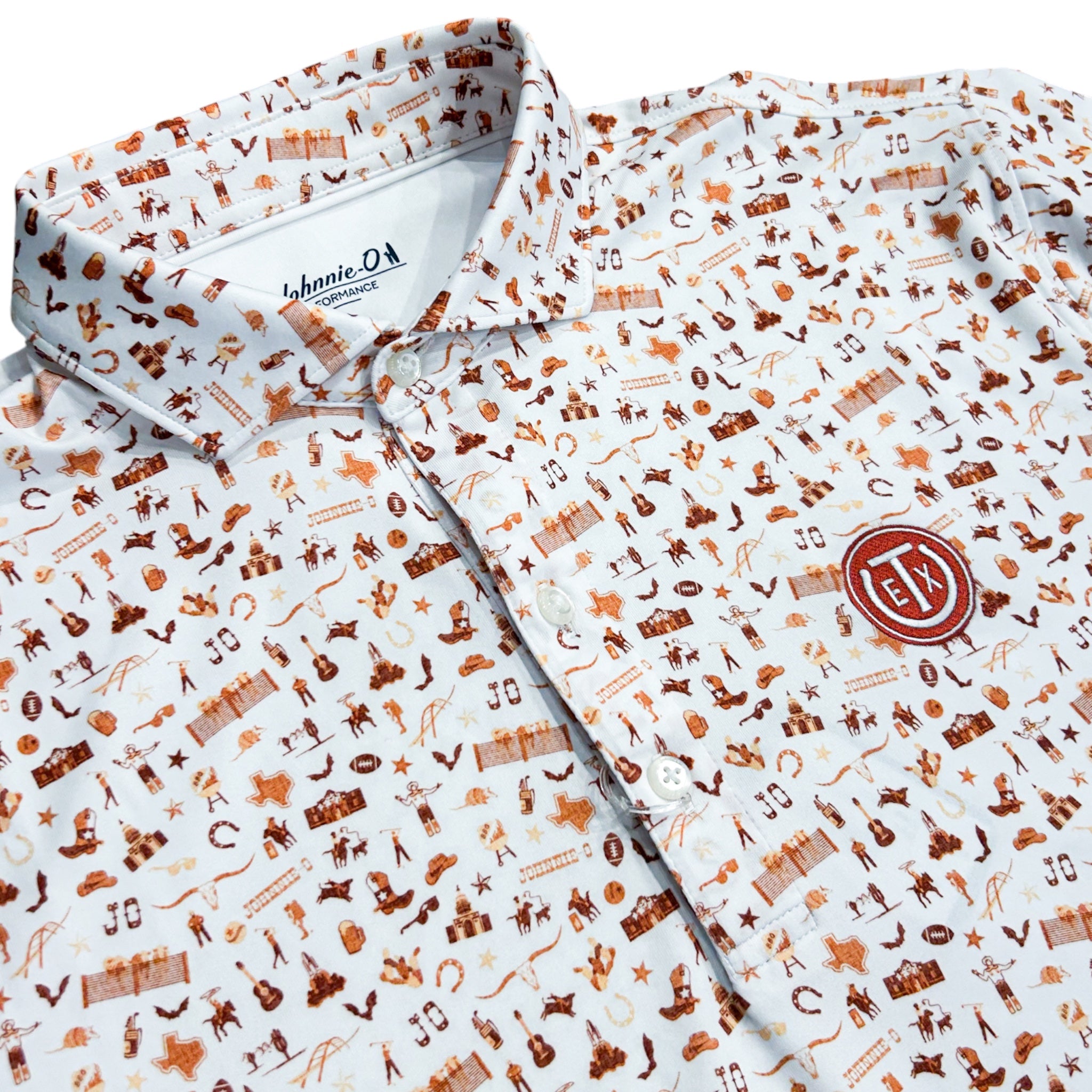 Johnnie-O Texas Exes Icon Print Polo