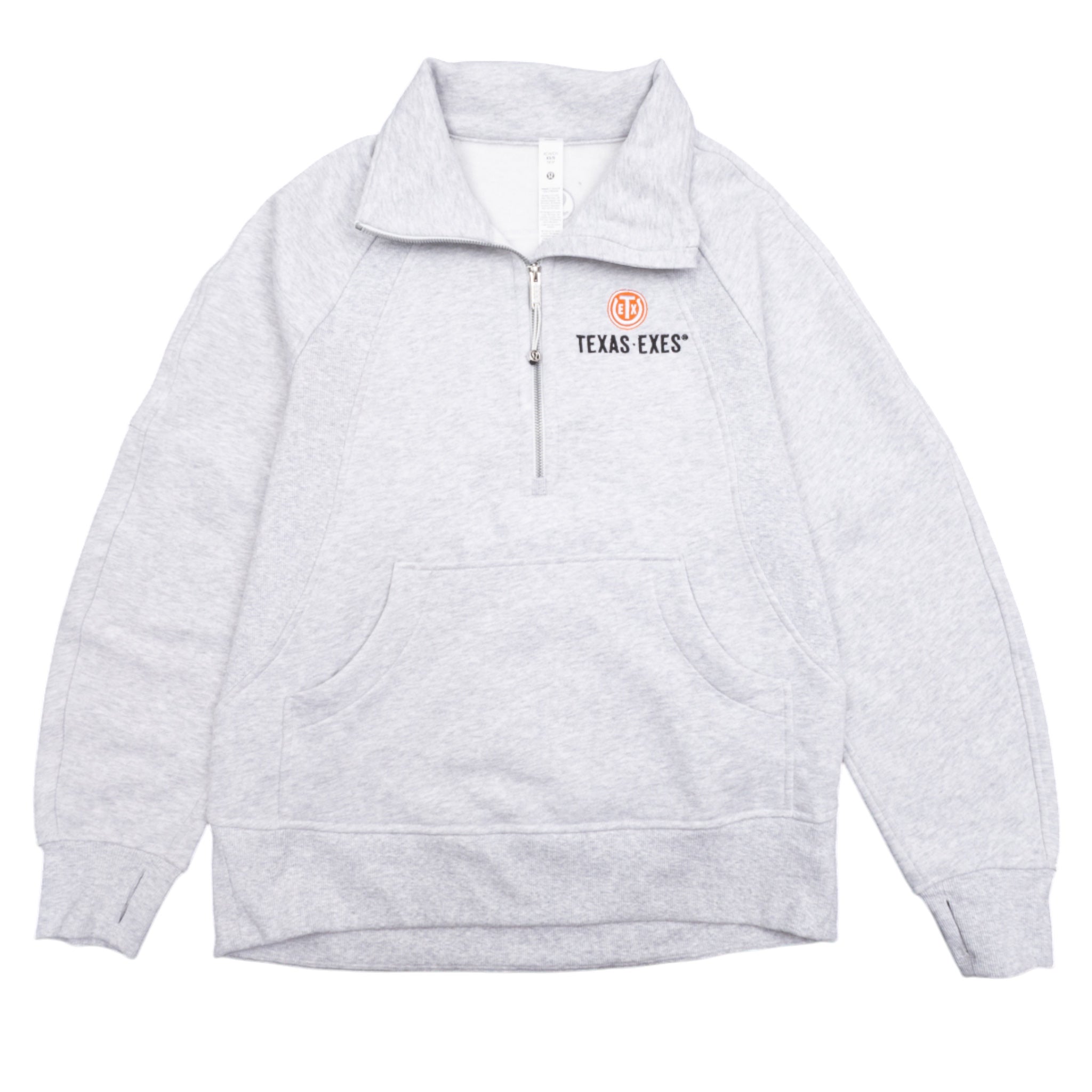 lululemon Texas Exes Scuba Oversized Funnel Neck Half Zip Long Light Gray