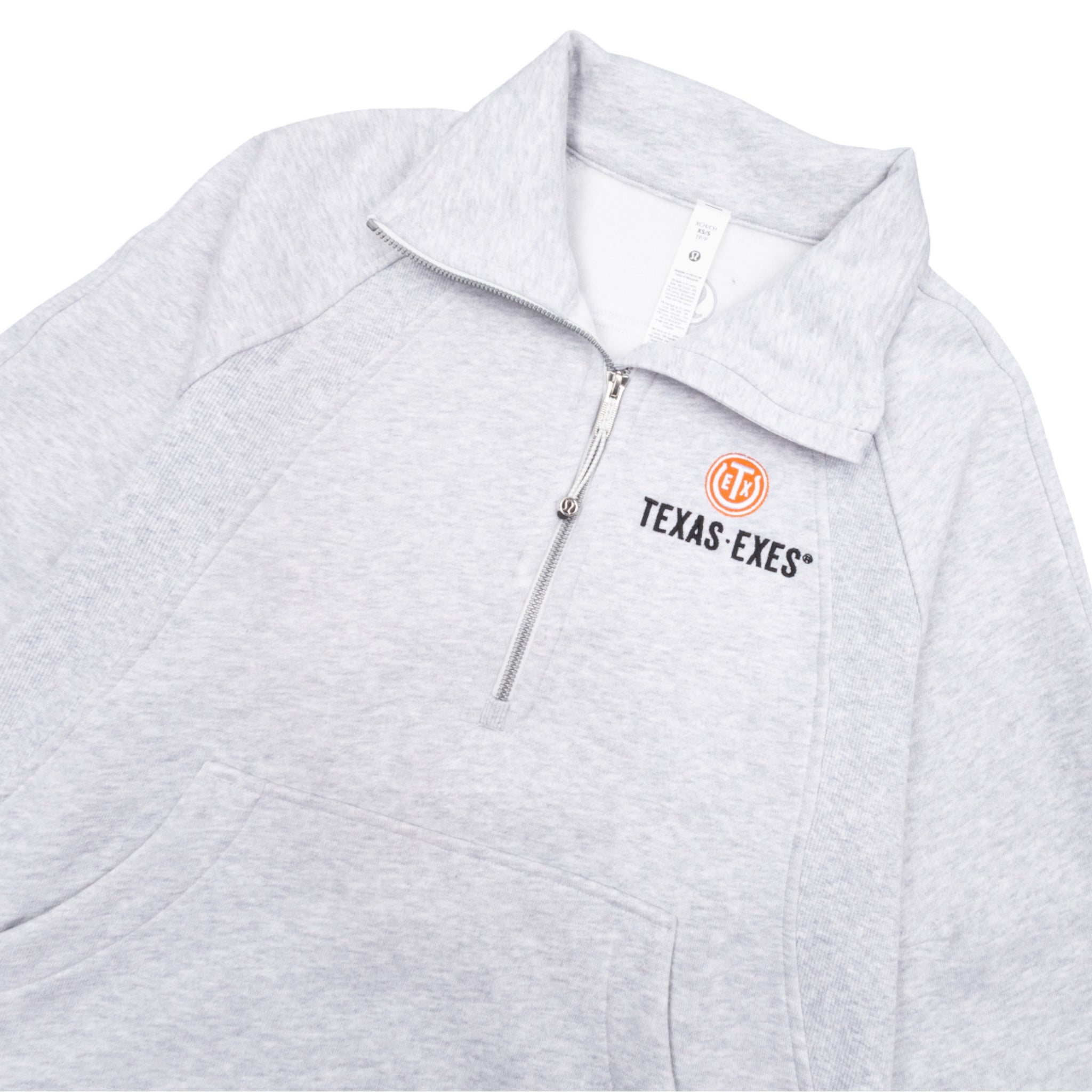 lululemon Texas Exes Scuba Oversized Funnel Neck Half Zip Long Light Gray