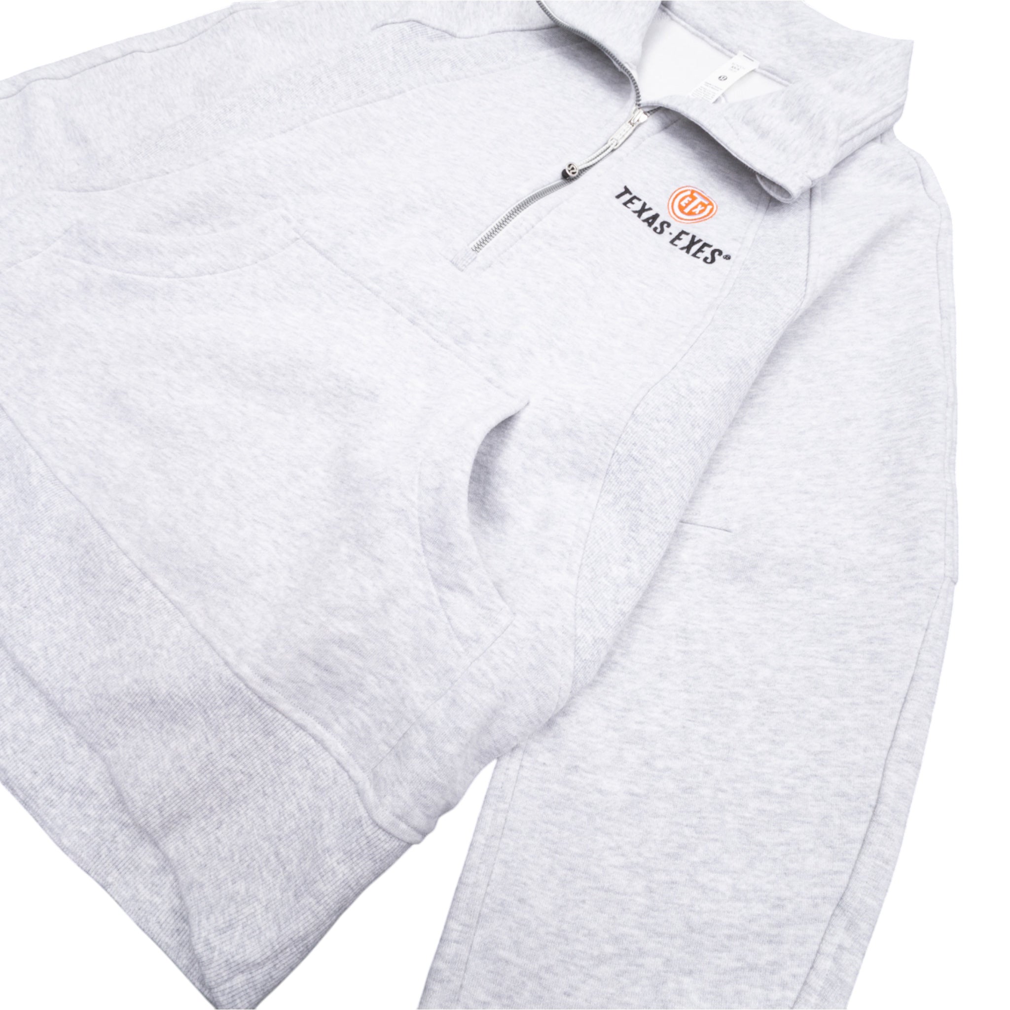 lululemon Texas Exes Scuba Oversized Funnel Neck Half Zip Long Light Gray