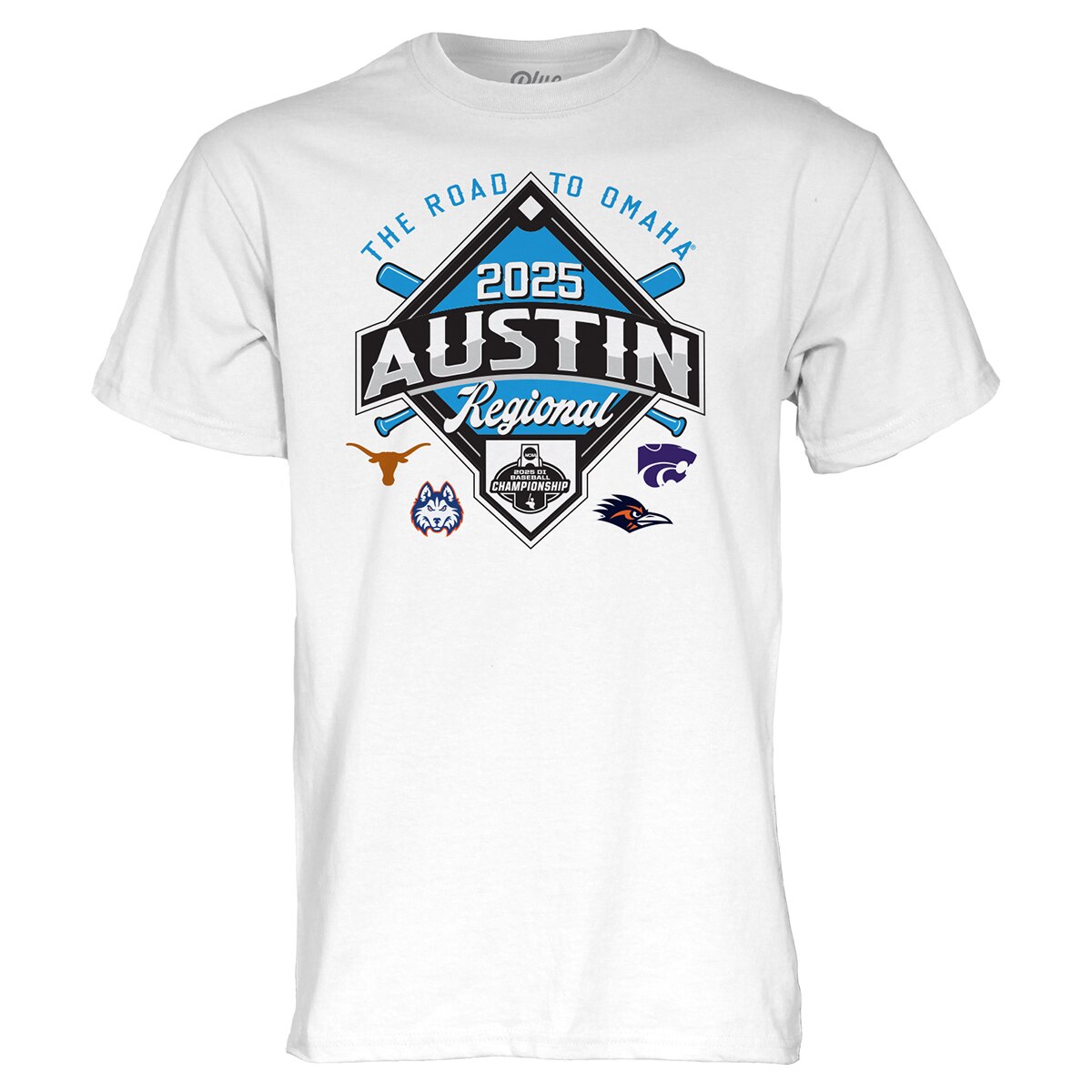 The Road to Omaha 2025 NCAA Baseball Austin Regional Tee