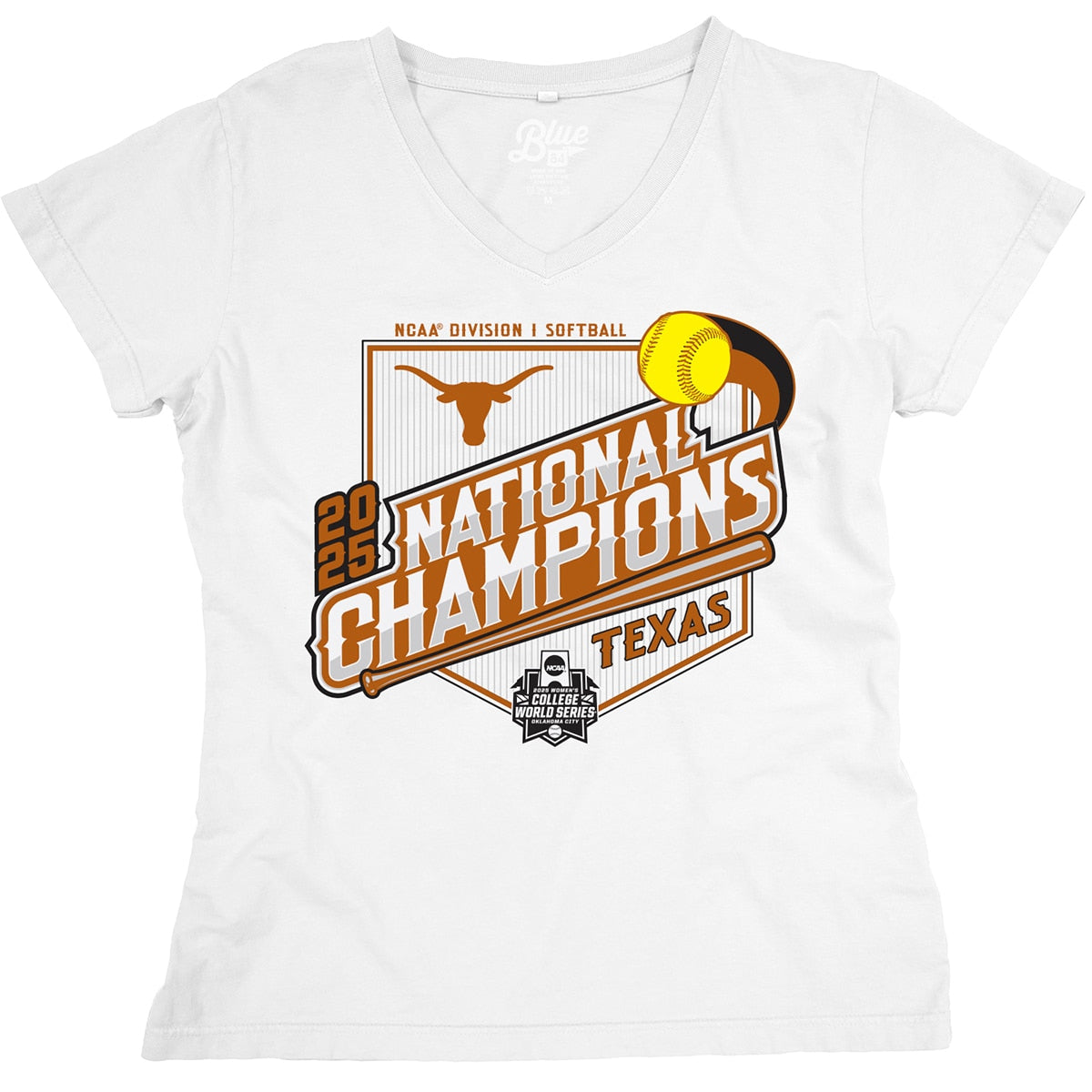 Ladies Texas Longhorns Women's Softball 2025 National Champions Tee