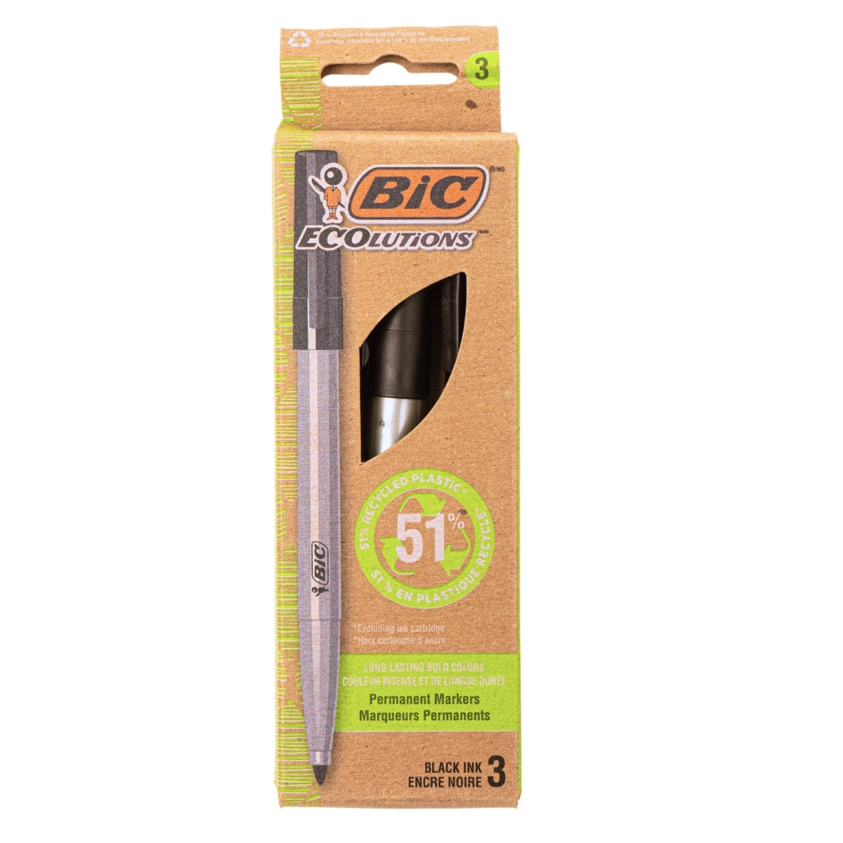 BIC Ecolutions Black Fine Permanent Markers - 3 Pack