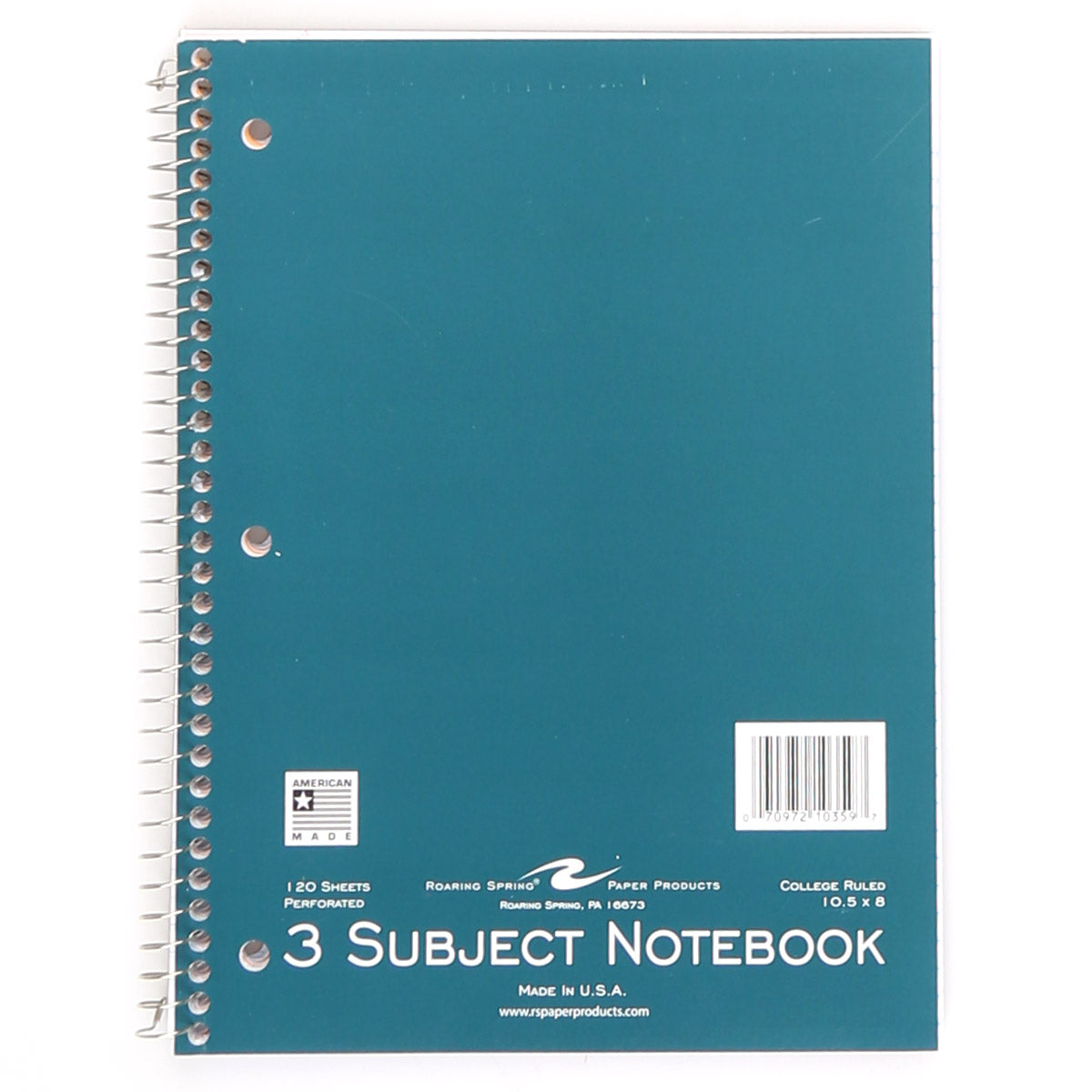 Roaring Spring College Ruled Three Subject Spiral Notebook