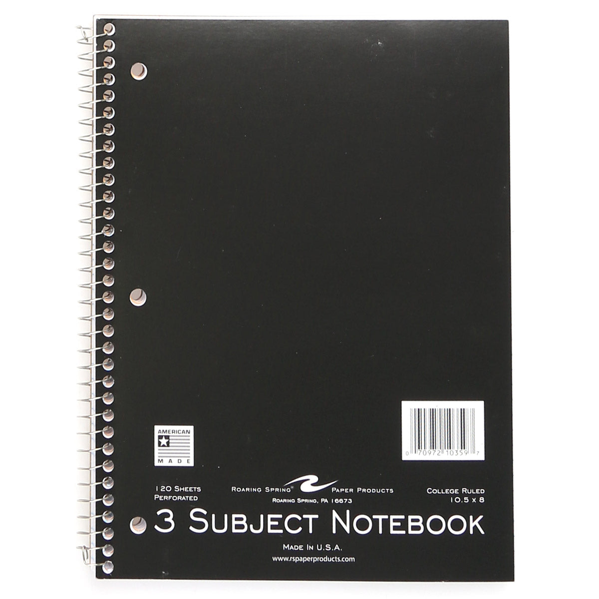 Roaring Spring College Ruled Three Subject Spiral Notebook