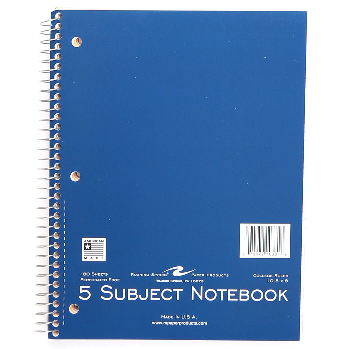 Roaring Spring College Ruled Five Subject Spiral Notebook