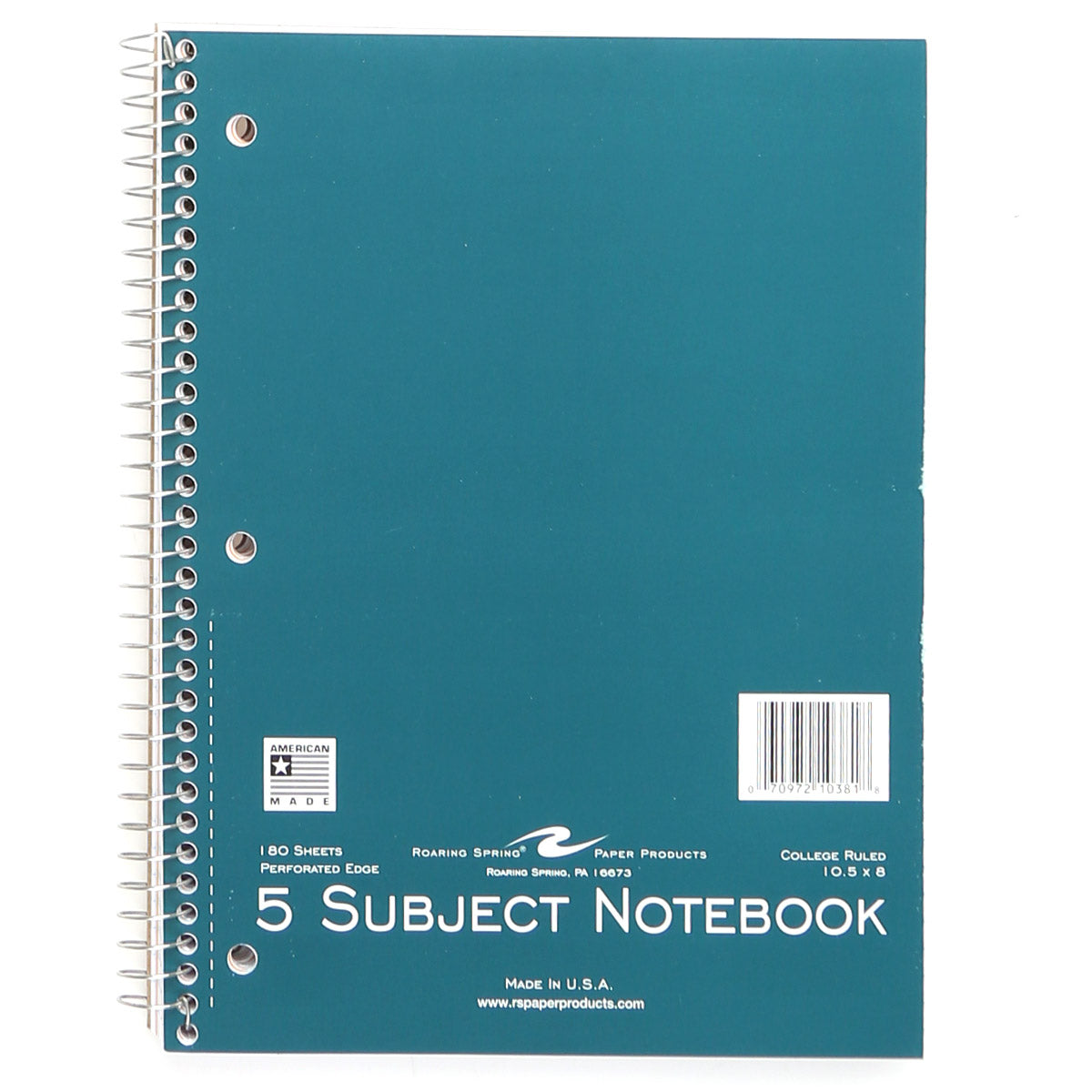 Roaring Spring College Ruled Five Subject Spiral Notebook