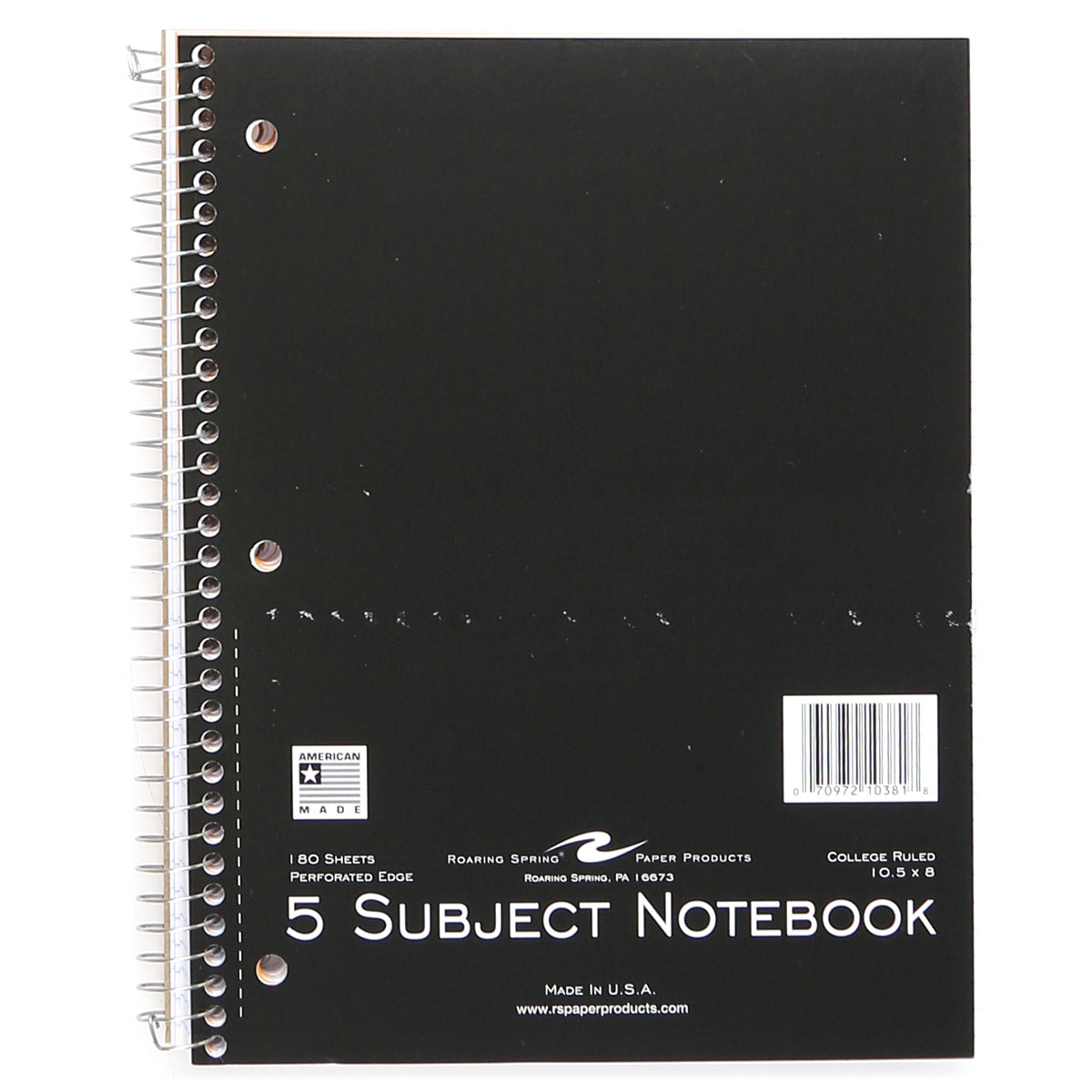 Roaring Spring College Ruled Five Subject Spiral Notebook