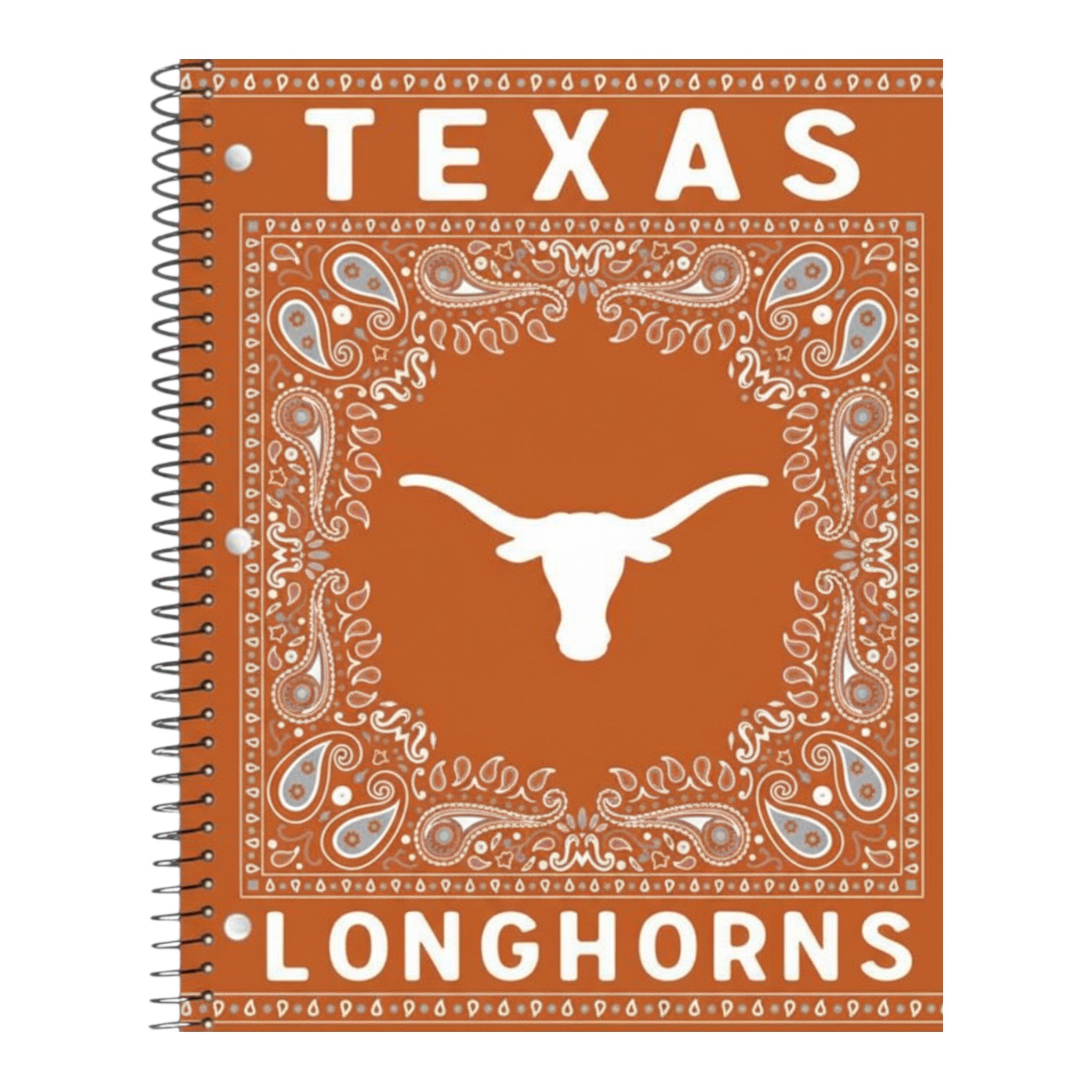 Texas Longhorns Paisley Digital Print 1 Subject Spiral Notebook