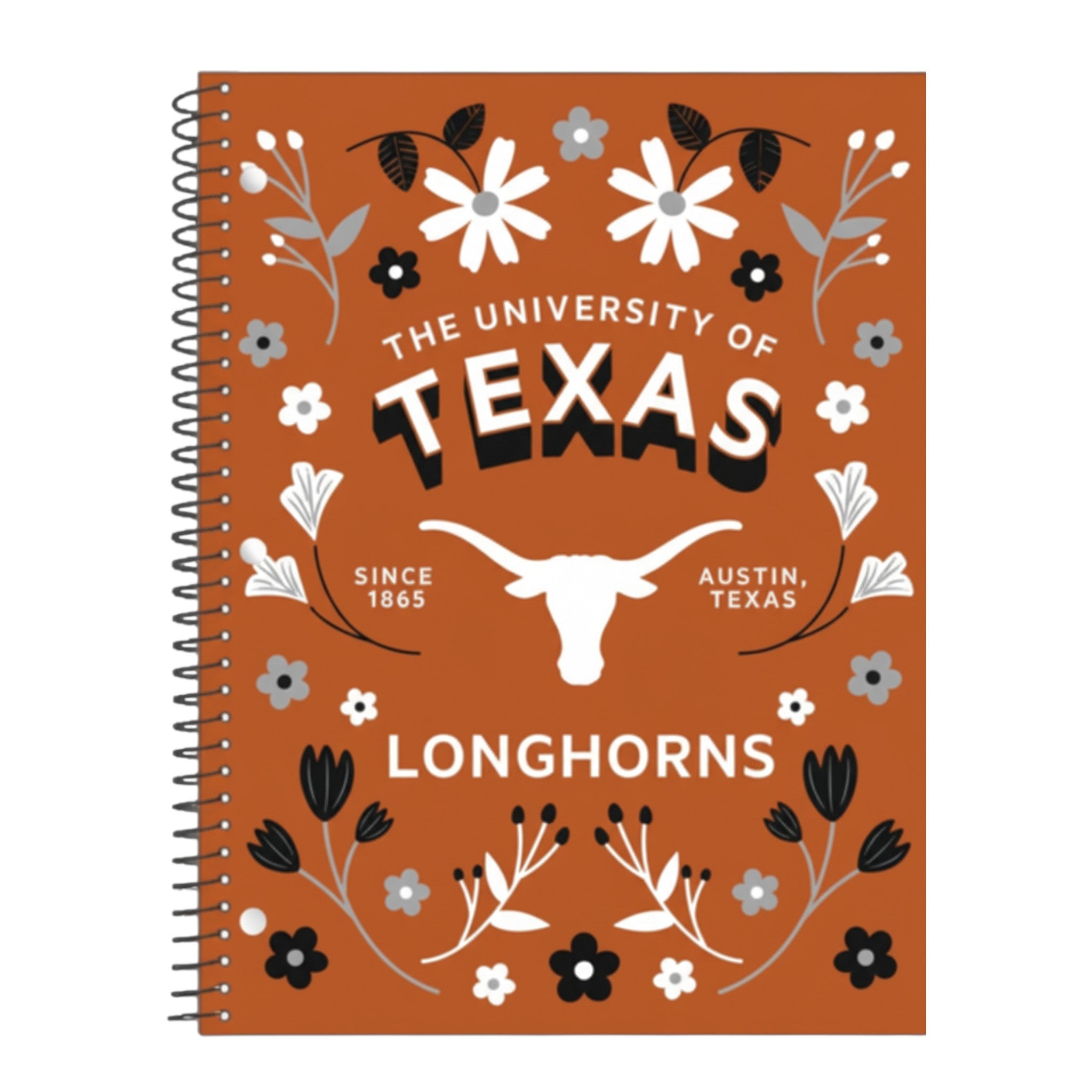 Texas Longhorns Floral Chic Digital Print 1 Subject Spiral Notebook