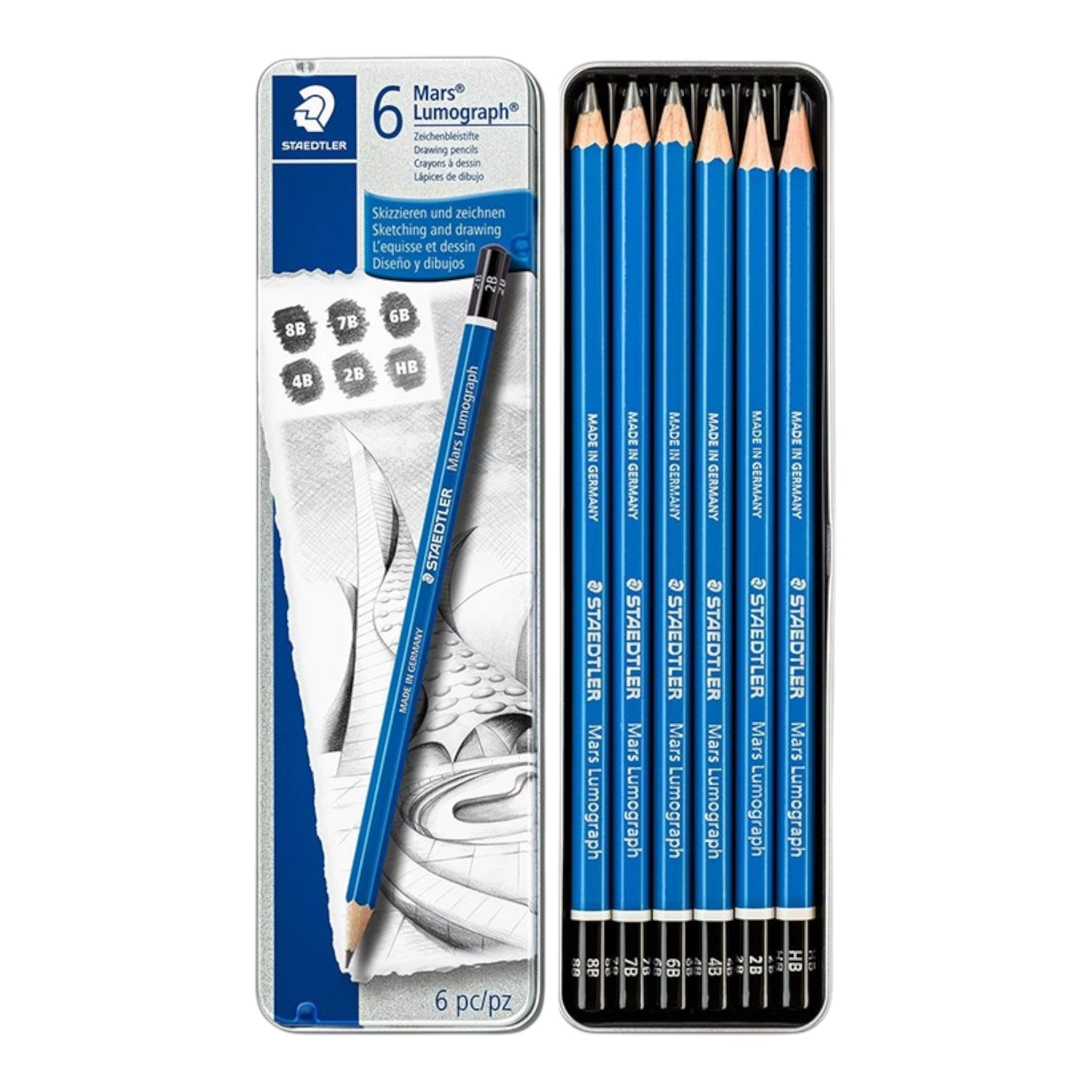 Lumograph Drawing and Sketching Pencils - Set of 6