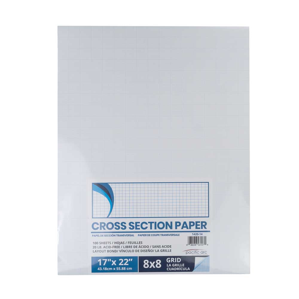 Cross-section paper 8X8 grid 17X22 - 100pk