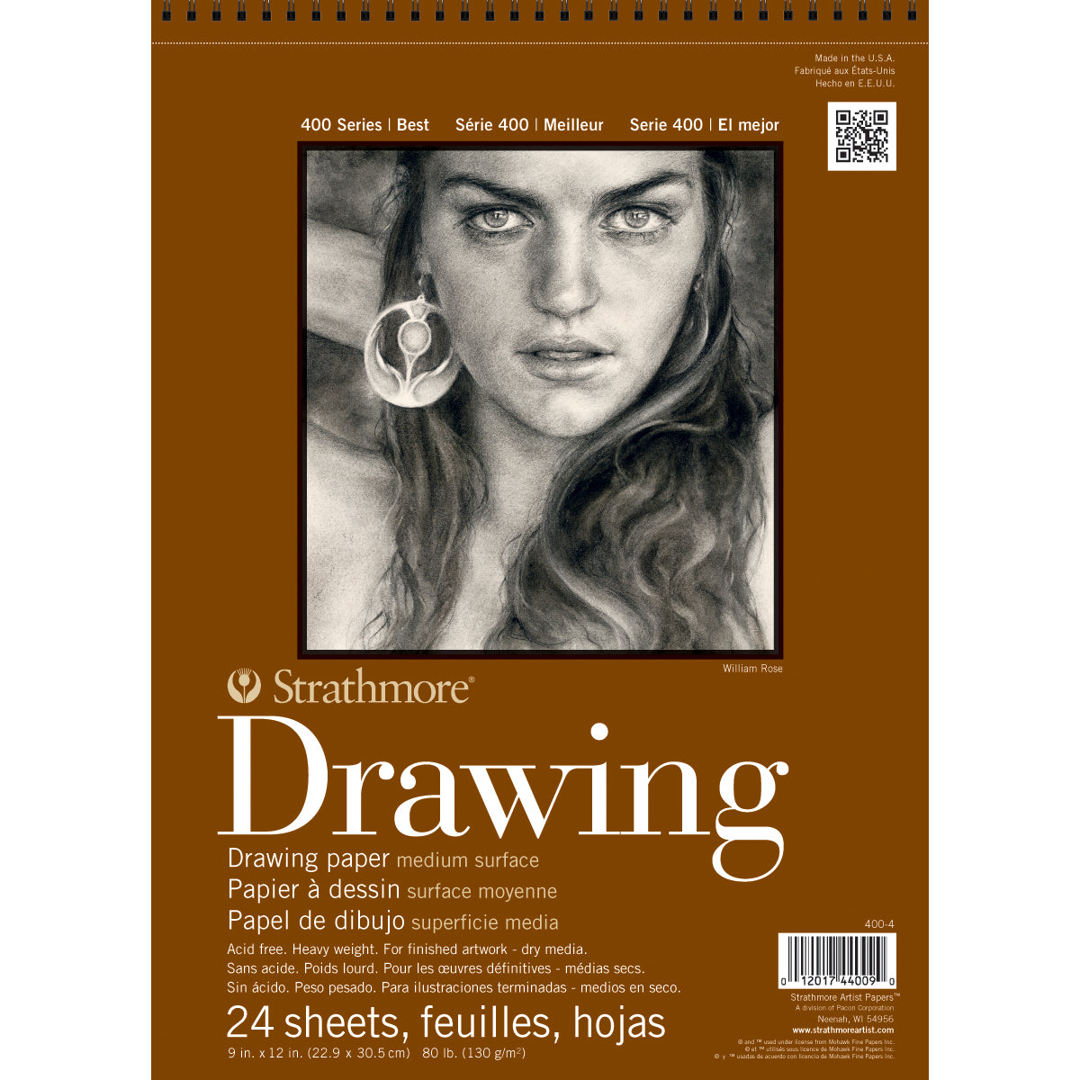 Strathmore 400 Series Drawing Pad, 9"x12" Wire Bound, 24 Sheets
