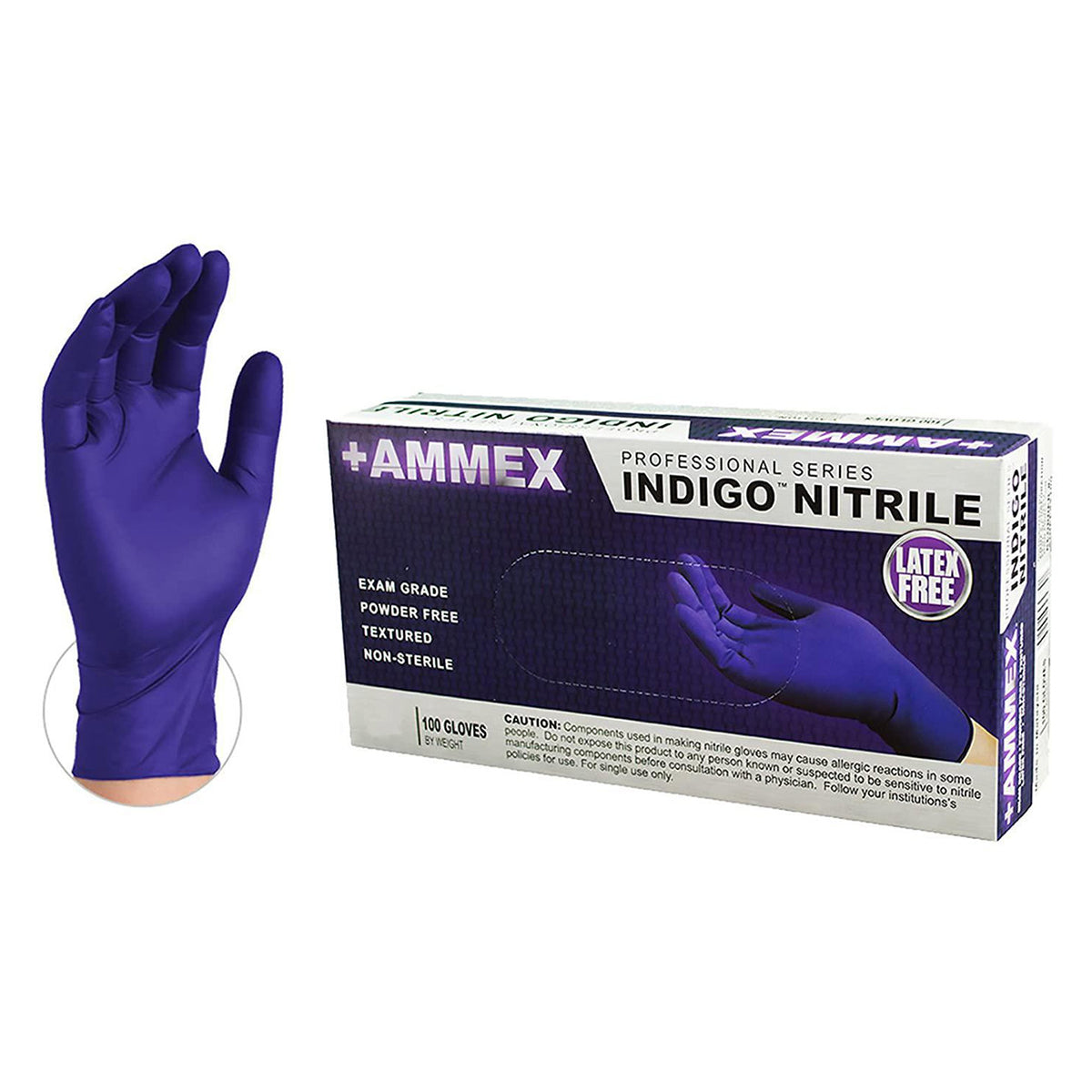Ammex Indigo Nitrile Gloves Medium