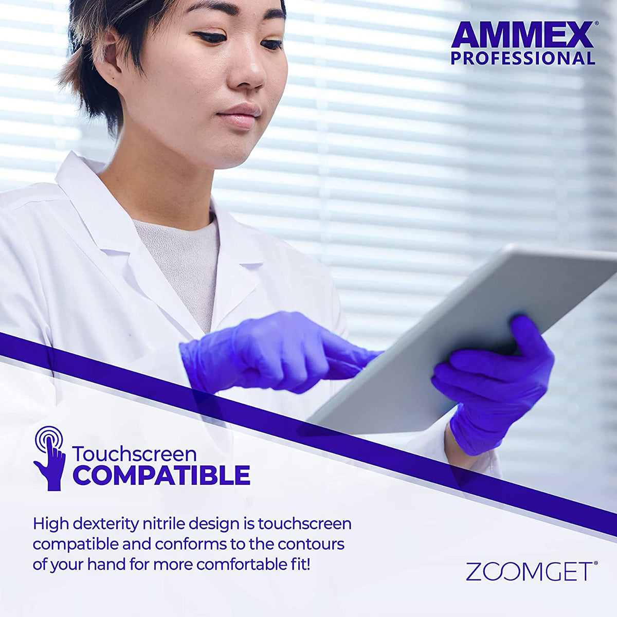 AMMEX Nitrile Disposable Exam Gloves - Large, Box of 100