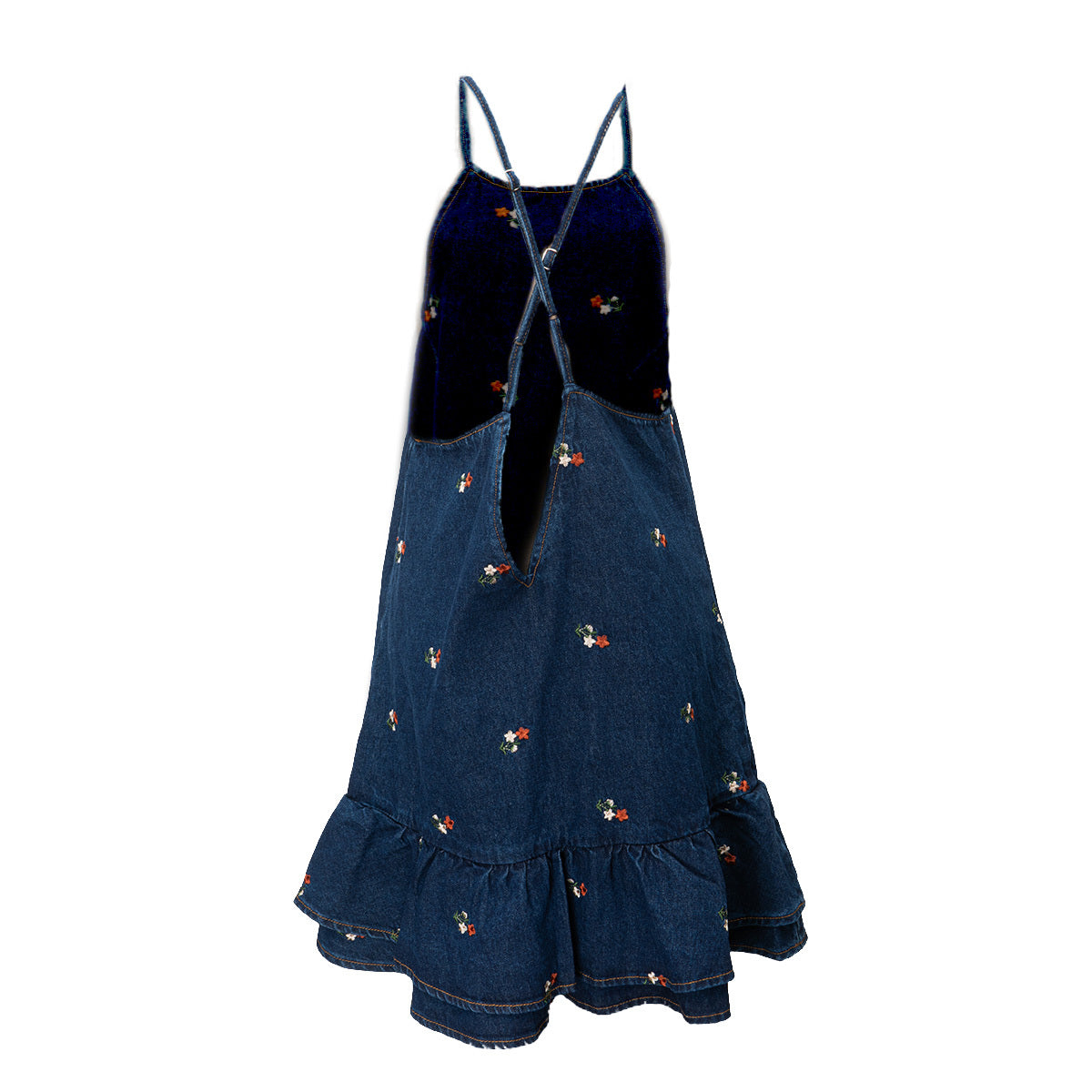 Embroidered Floral Denim Dress