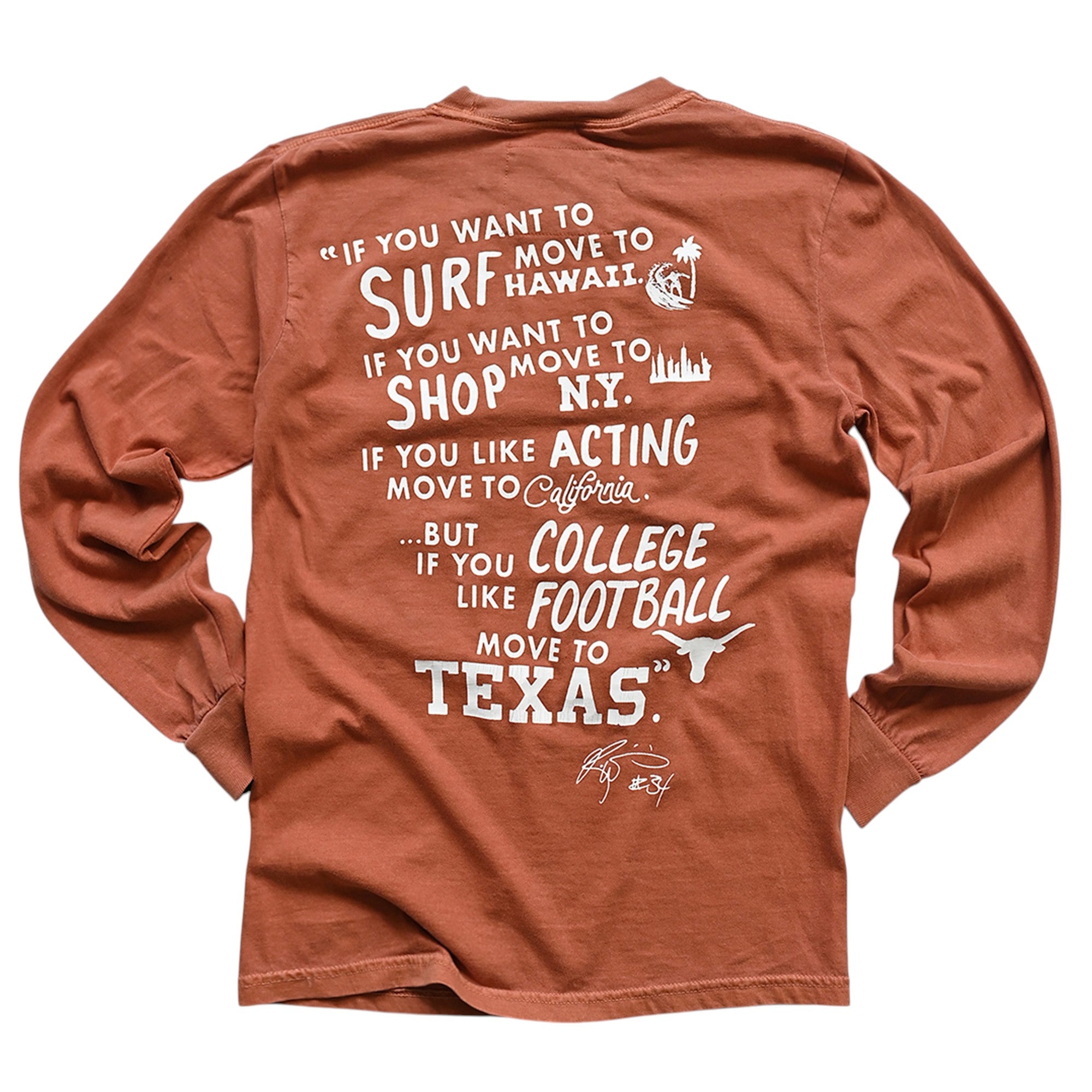 Texas Longhorns Ricky Williams Long Sleeve Tee | University Co-op