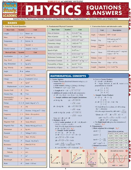 PHYSICS EQUATIONS & ANSWERS