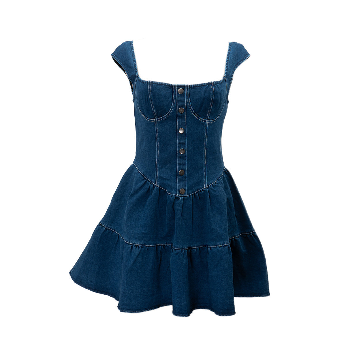 Lds Denim Button Down Mini Dress