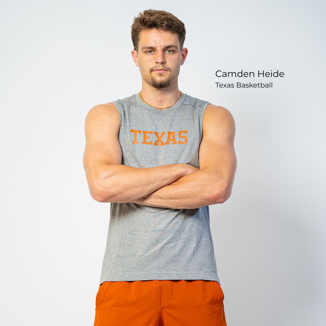 Camden Heide Texas Longhorns Basketball athlete wearing lululemon metal vent tank top 