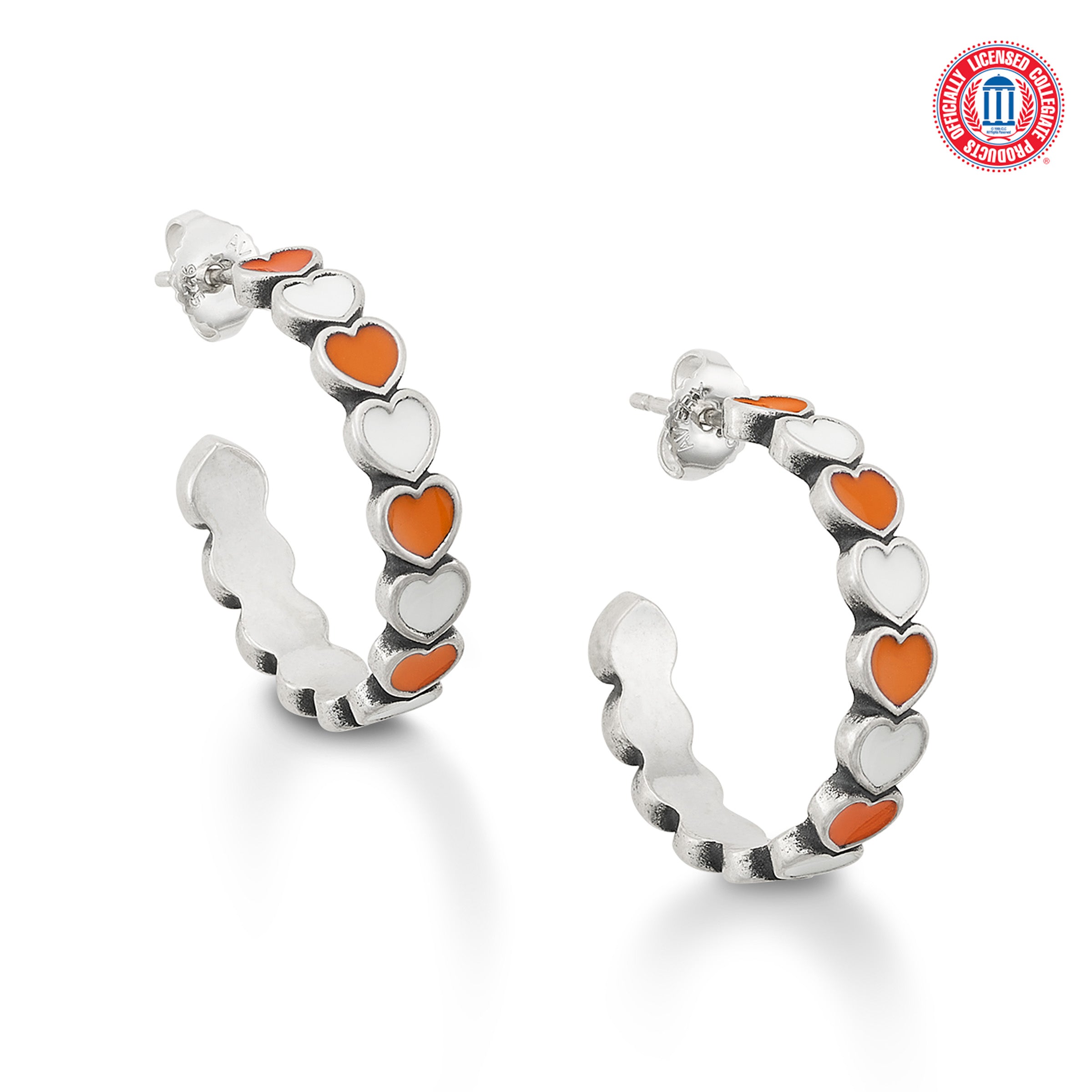 James Avery Enamel The University of Texas Connected Hearts Hoop Ear Posts