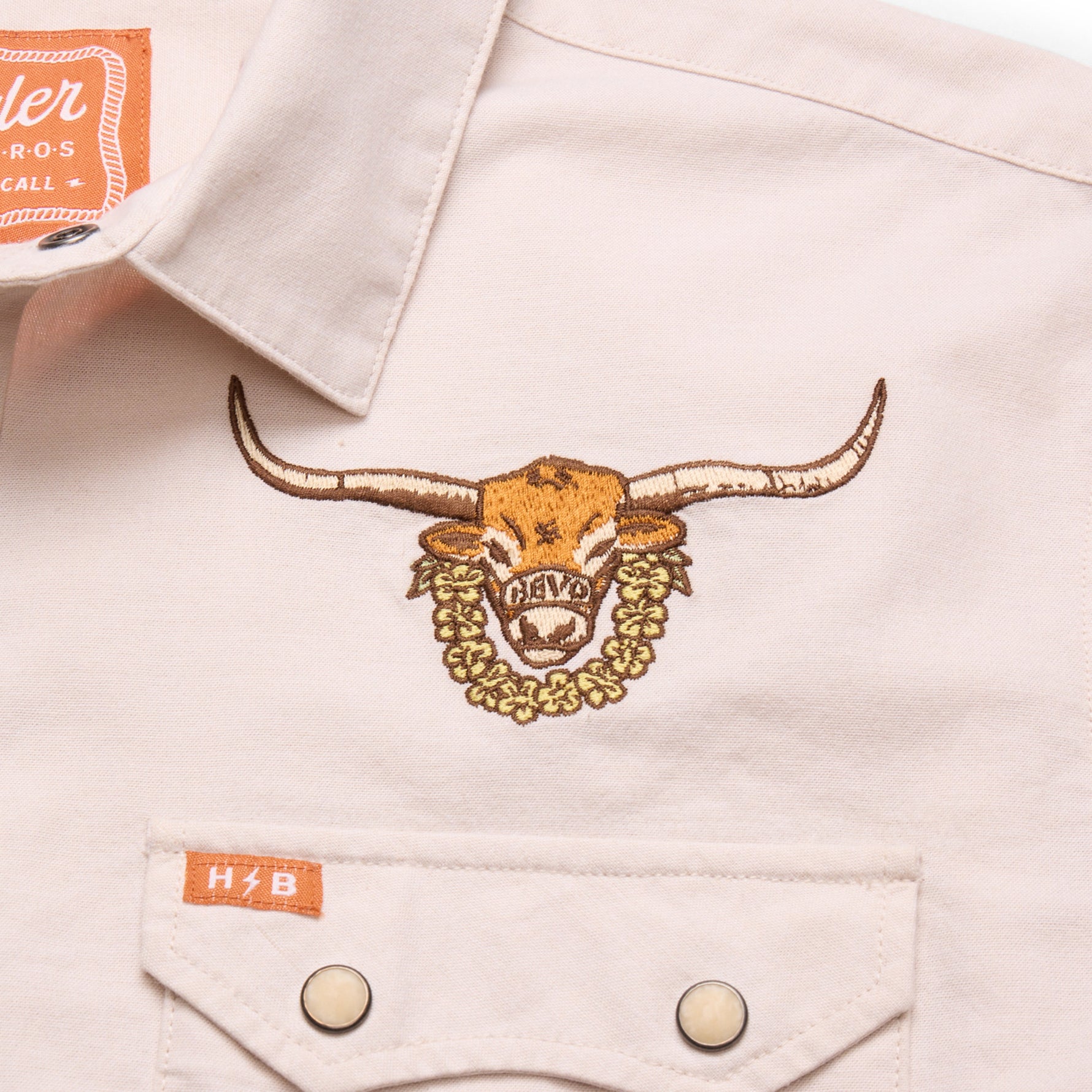 Howler Bros Los Longhorns De Tejas Bevos Crosscut Short Sleeve Snapshirt