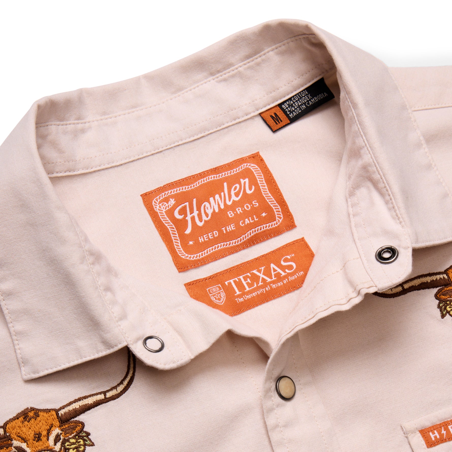 Howler Bros Los Longhorns De Tejas Bevos Crosscut Short Sleeve Snapshirt