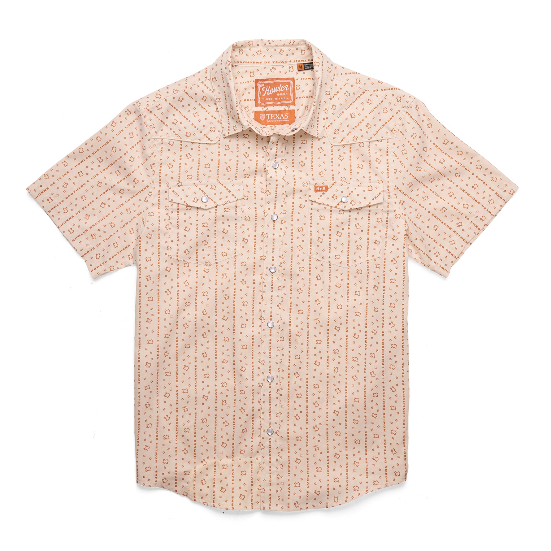 Howler Bros Los Longhorns De Tejas Stripe H-Bar B Short Sleeve Snapshirt