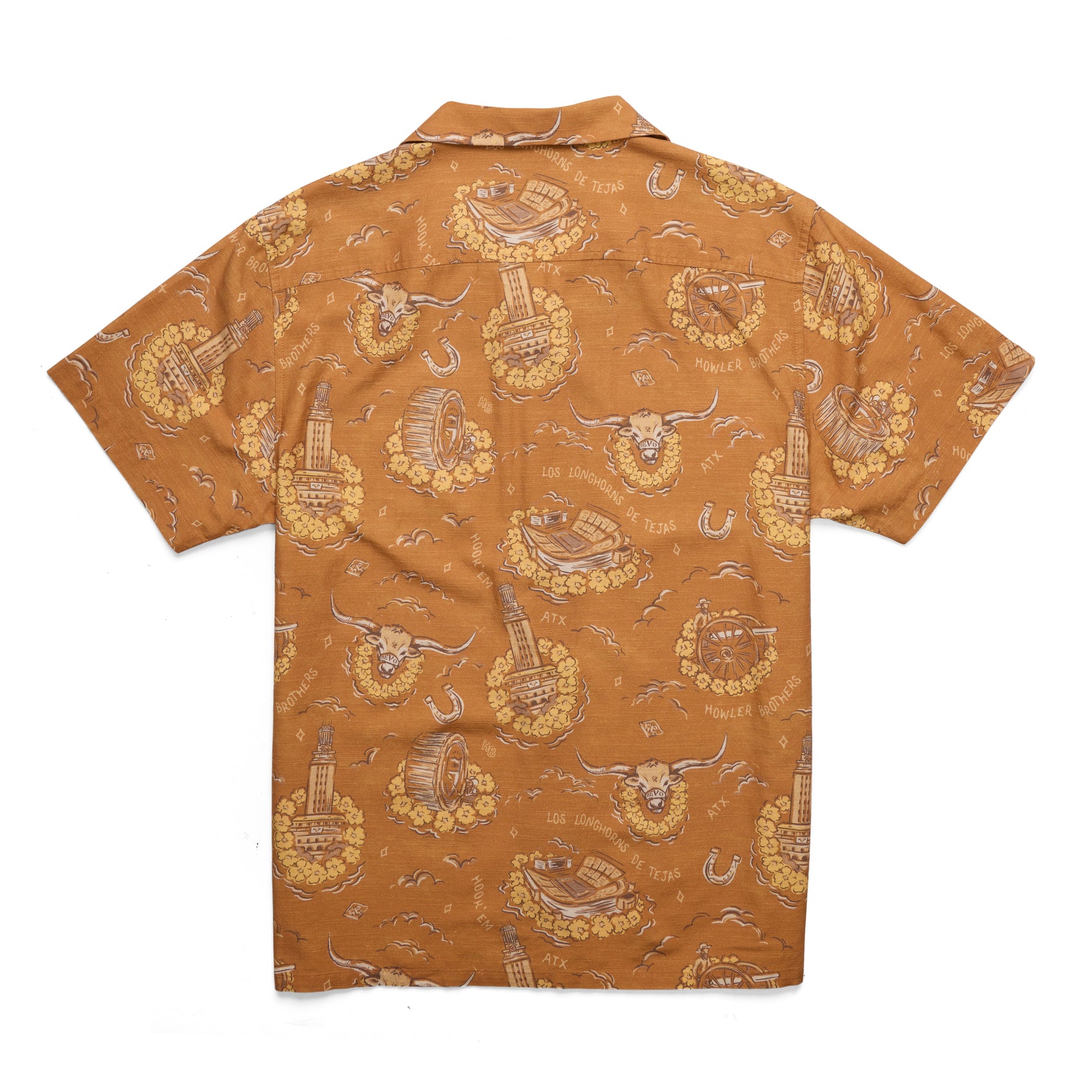 Howler Bros Los Longhorns De Tejas Monoloha Short Sleeve Dress Shirt