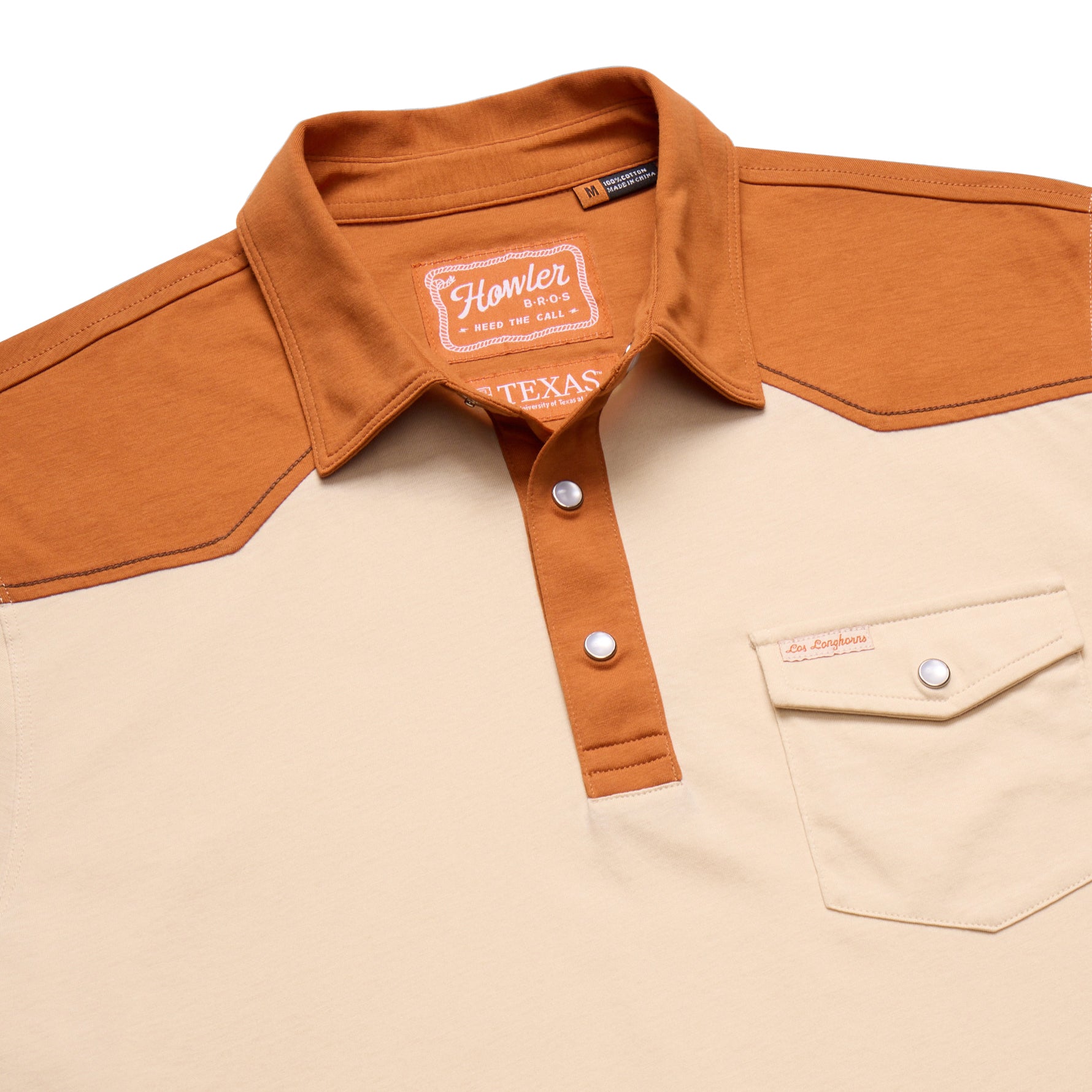 Howler Bros Los Longhorns De Tejas Ranchero Bevo on Back Polo