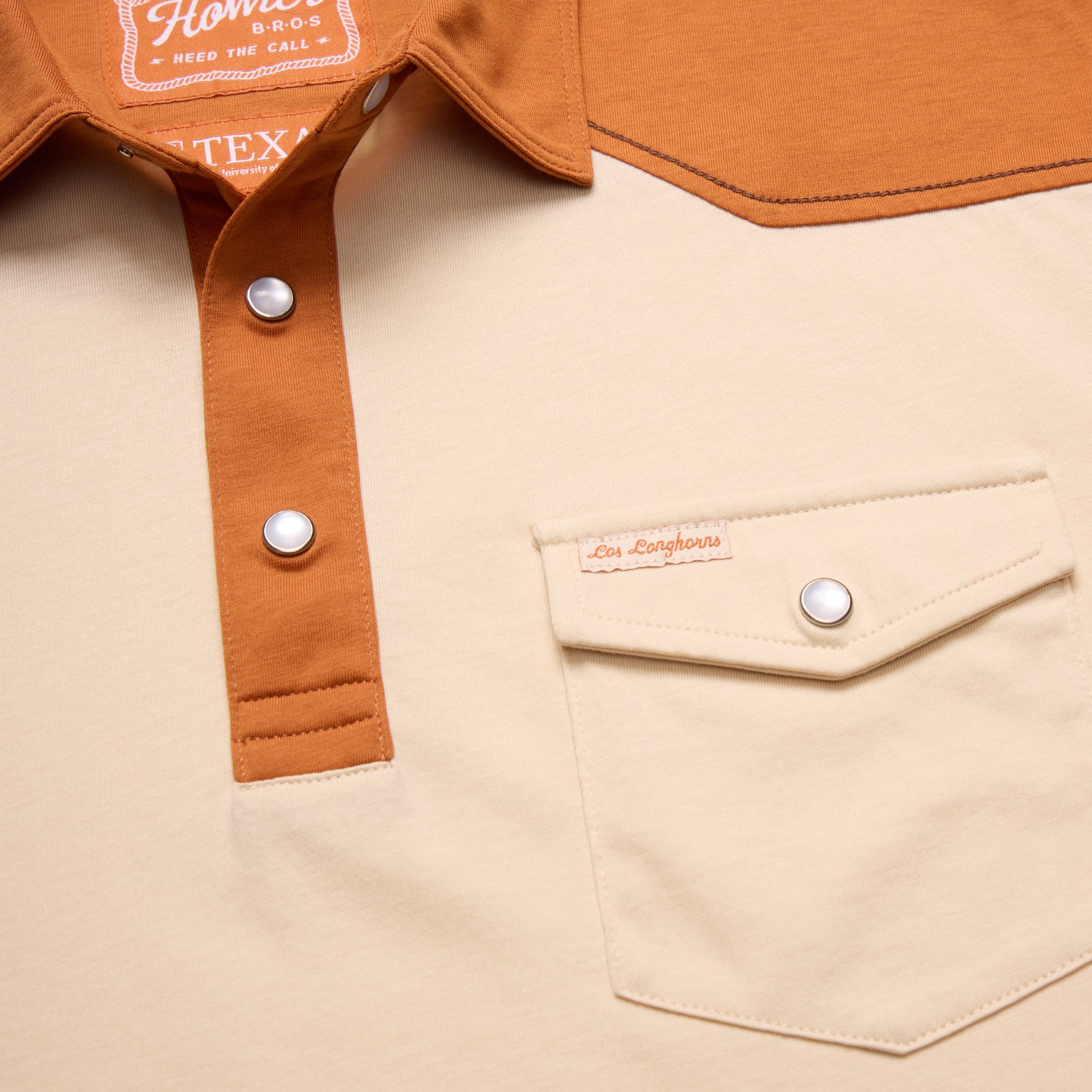 Howler Bros Los Longhorns De Tejas Ranchero Bevo on Back Polo