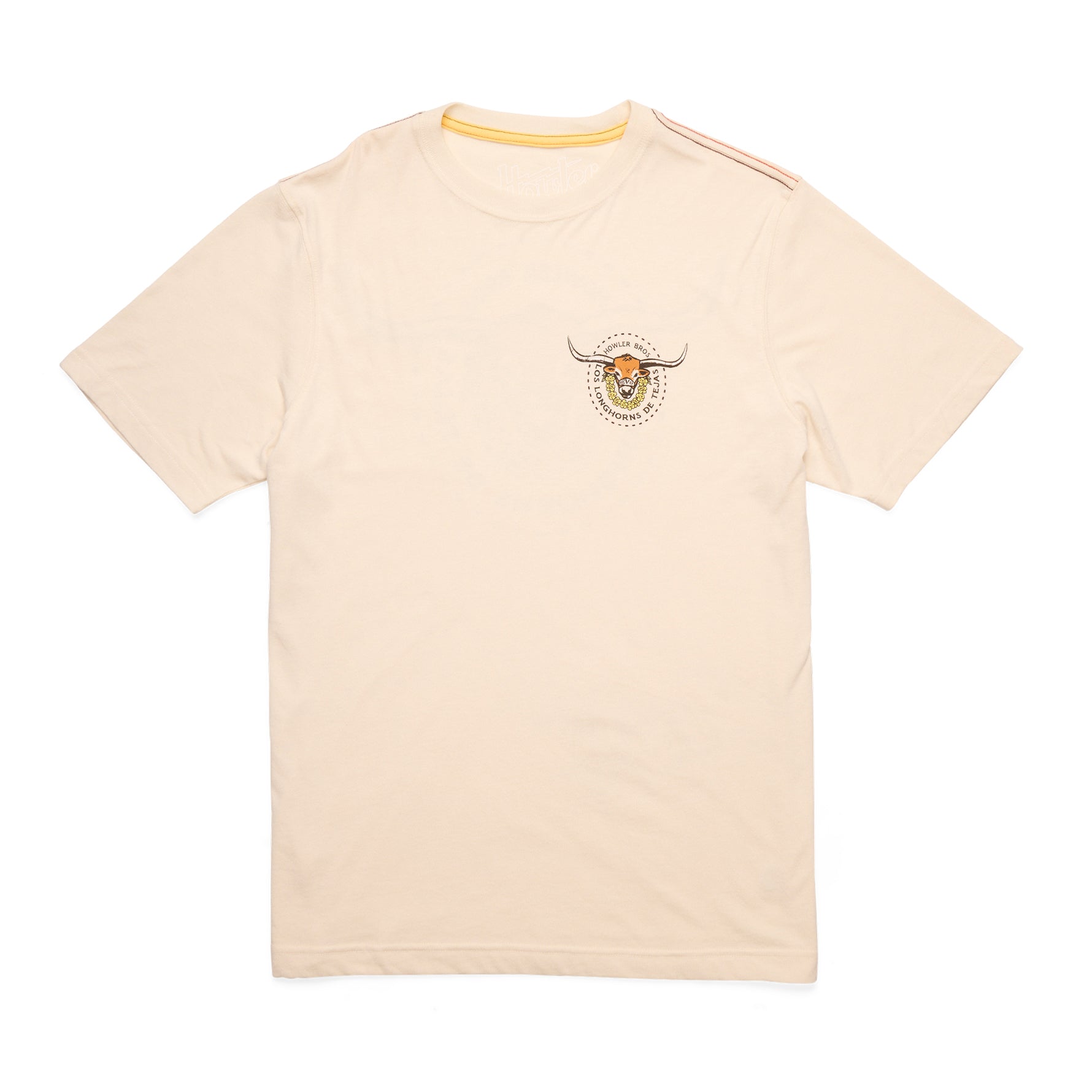 Howler Bros Los Longhorns De Tejas Los Bevo Circle Front and Back Tee