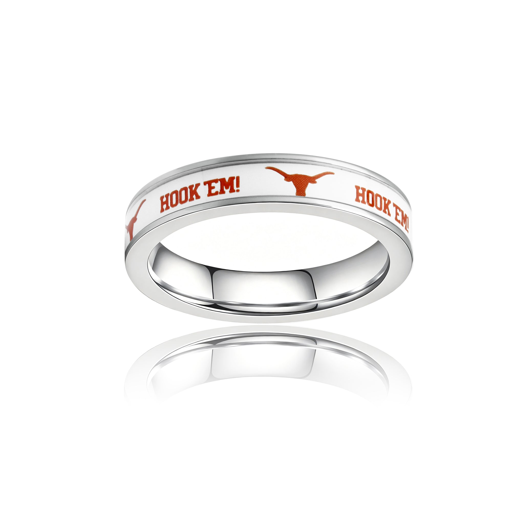 Texas Longhorns FanDrip Women's Stainless Steel White Ring 