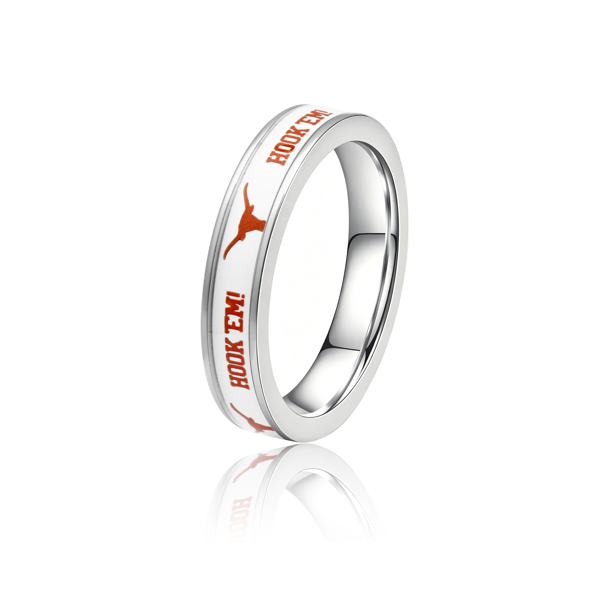 Texas Longhorns FanDrip Women's Stainless Steel White Ring 