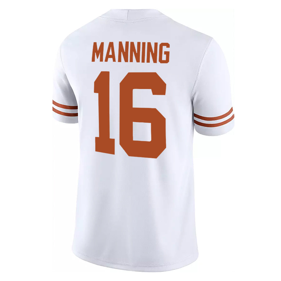 White Jersey with Burnt Orange details that says Manning 16