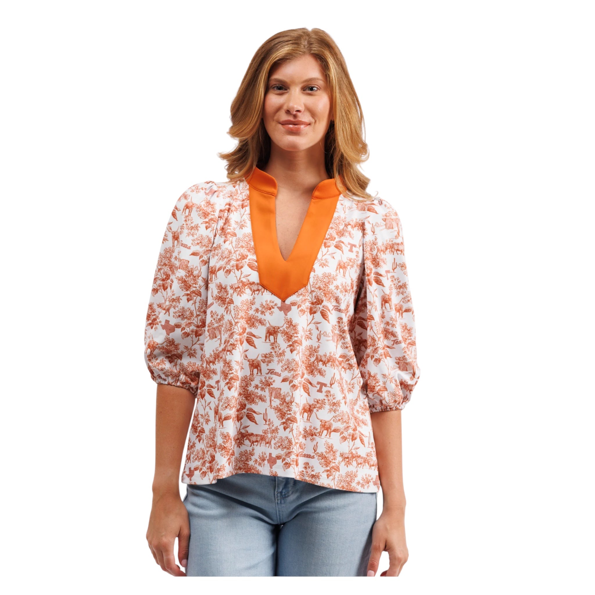 Eliza Tailgate Toile 3/4 Sleeve Blouse