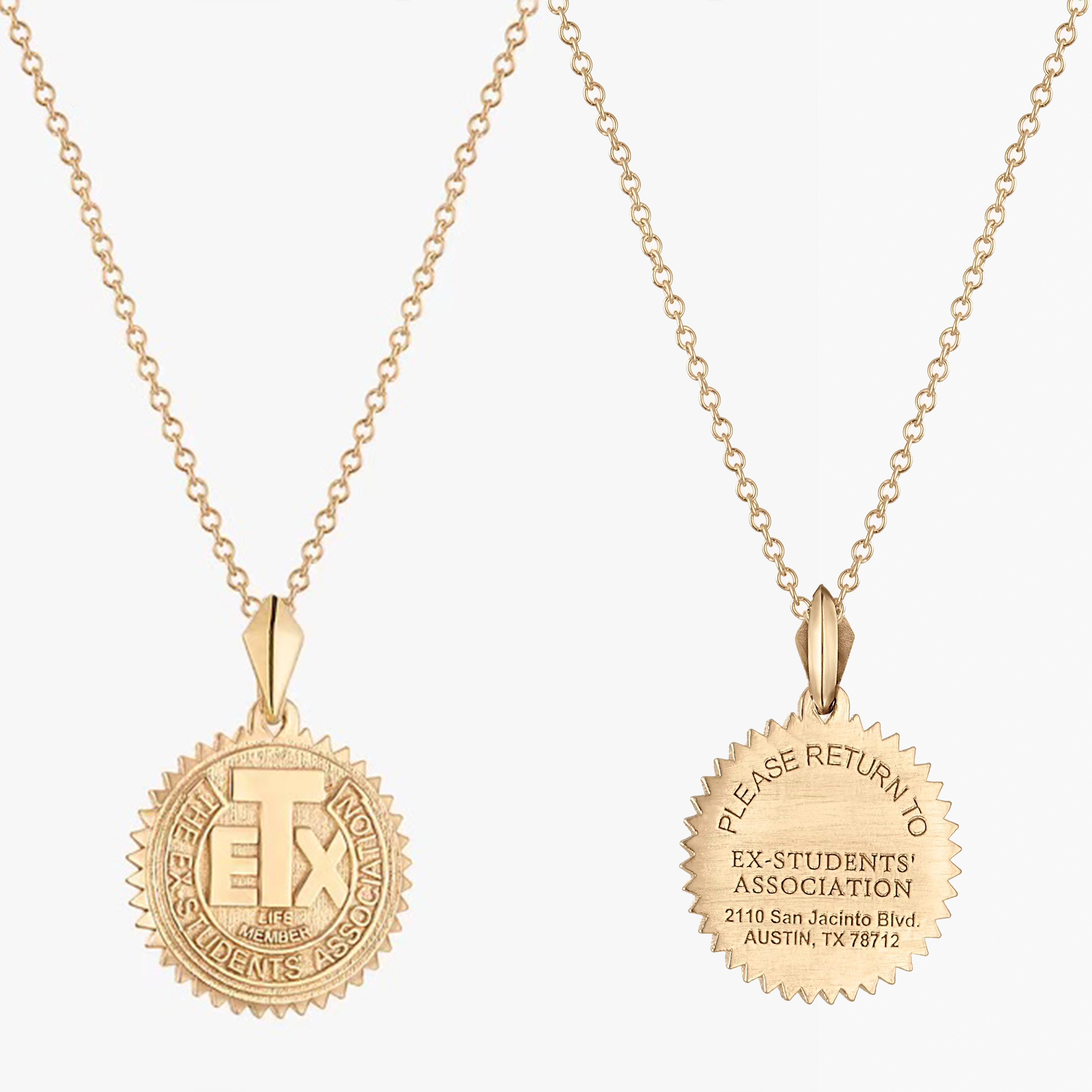 Texas Exes Life Member Sunburst Necklace - 14K Gold