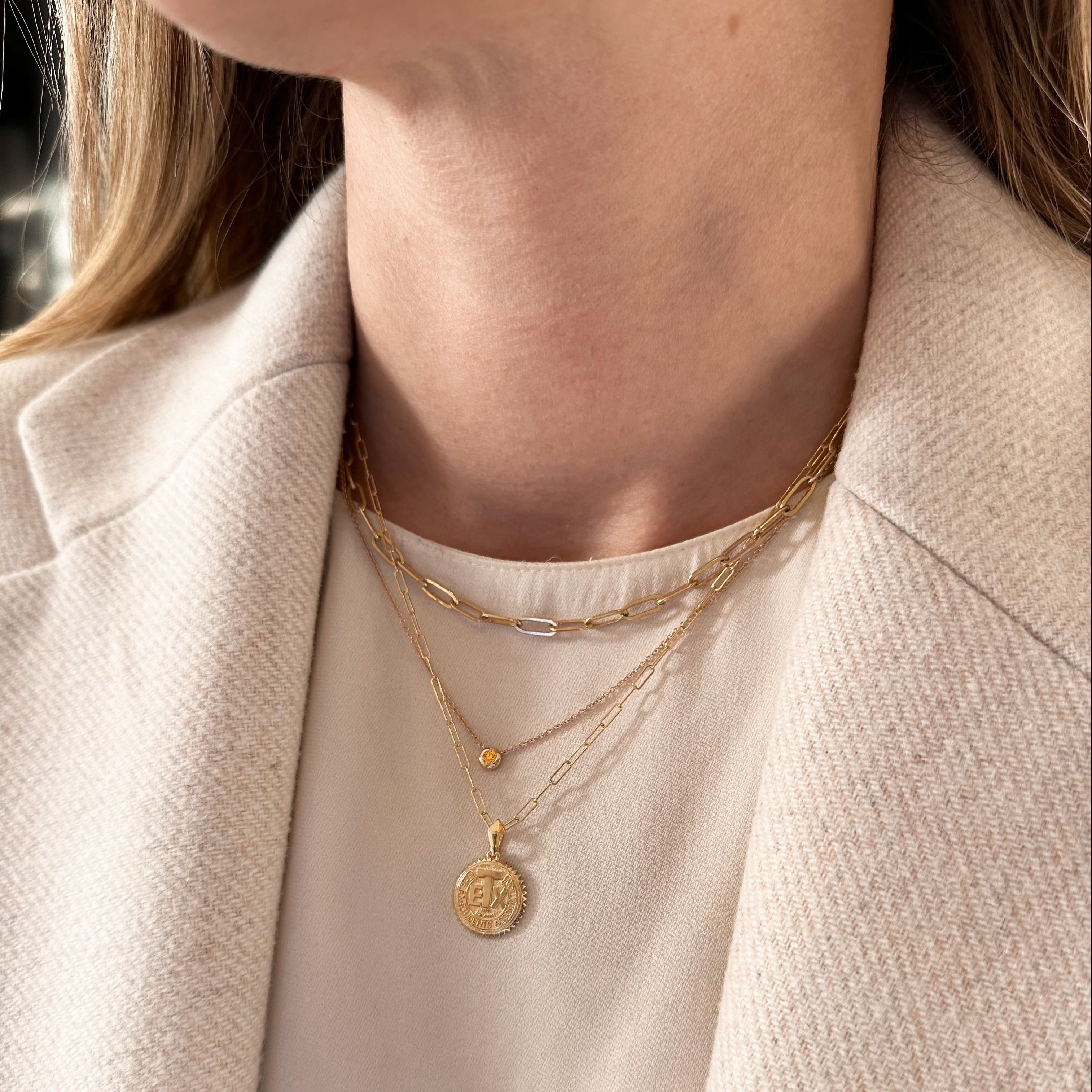 Texas Exes Life Member Sunburst Necklace - Cavan Gold