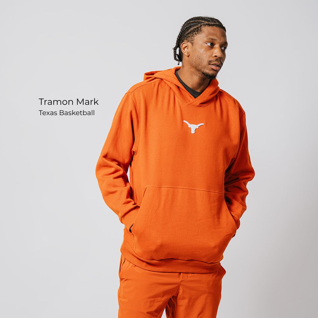 Tramon Mark Texas Basketball athlete wearing burnt orange Longhorn lululemon hoodie