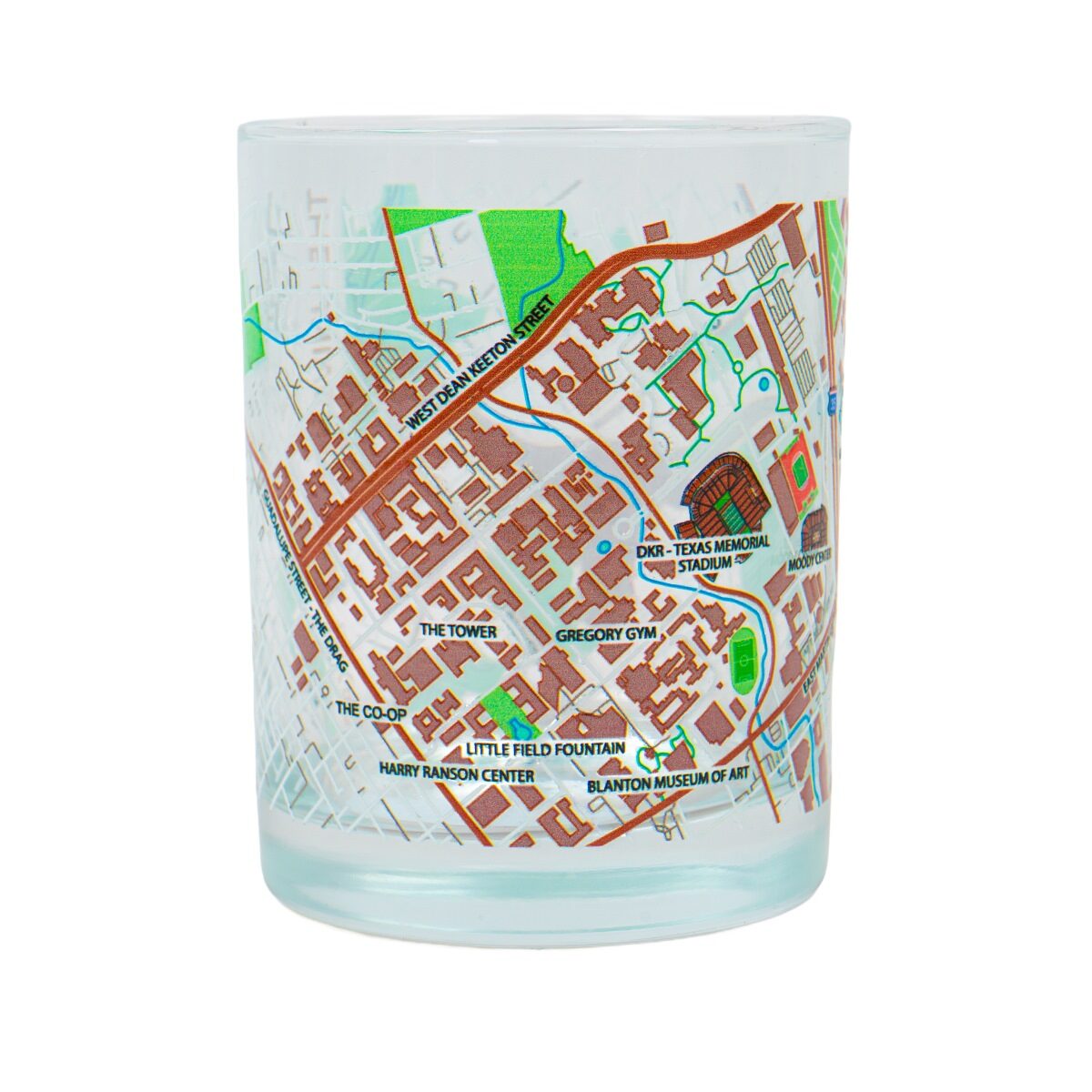 14oz Campus Map Rocks Glass