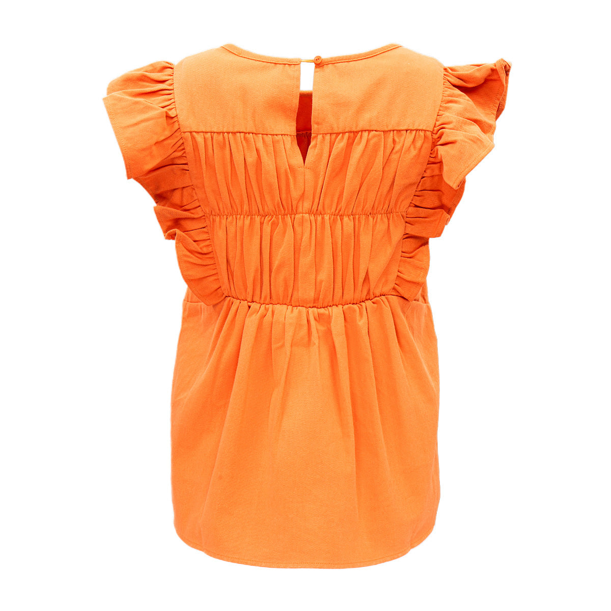 Lds Denim Bib Flutter Slv Top
